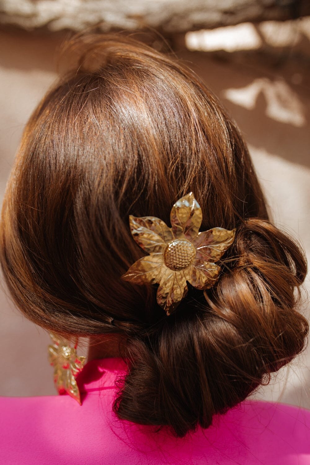 HESPÉRIS - Fine gold-plated flower maxi hair slide MONSIEUR SIMONE Golden