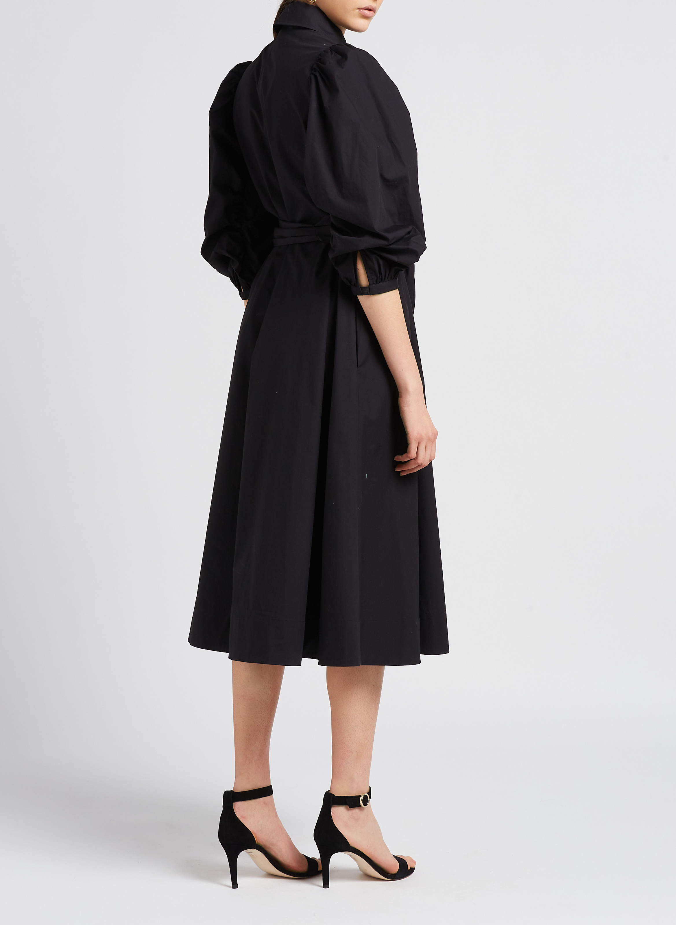 Lange jurk van 100% biokatoen met afneembare kraag KARL LAGERFELD Zwart