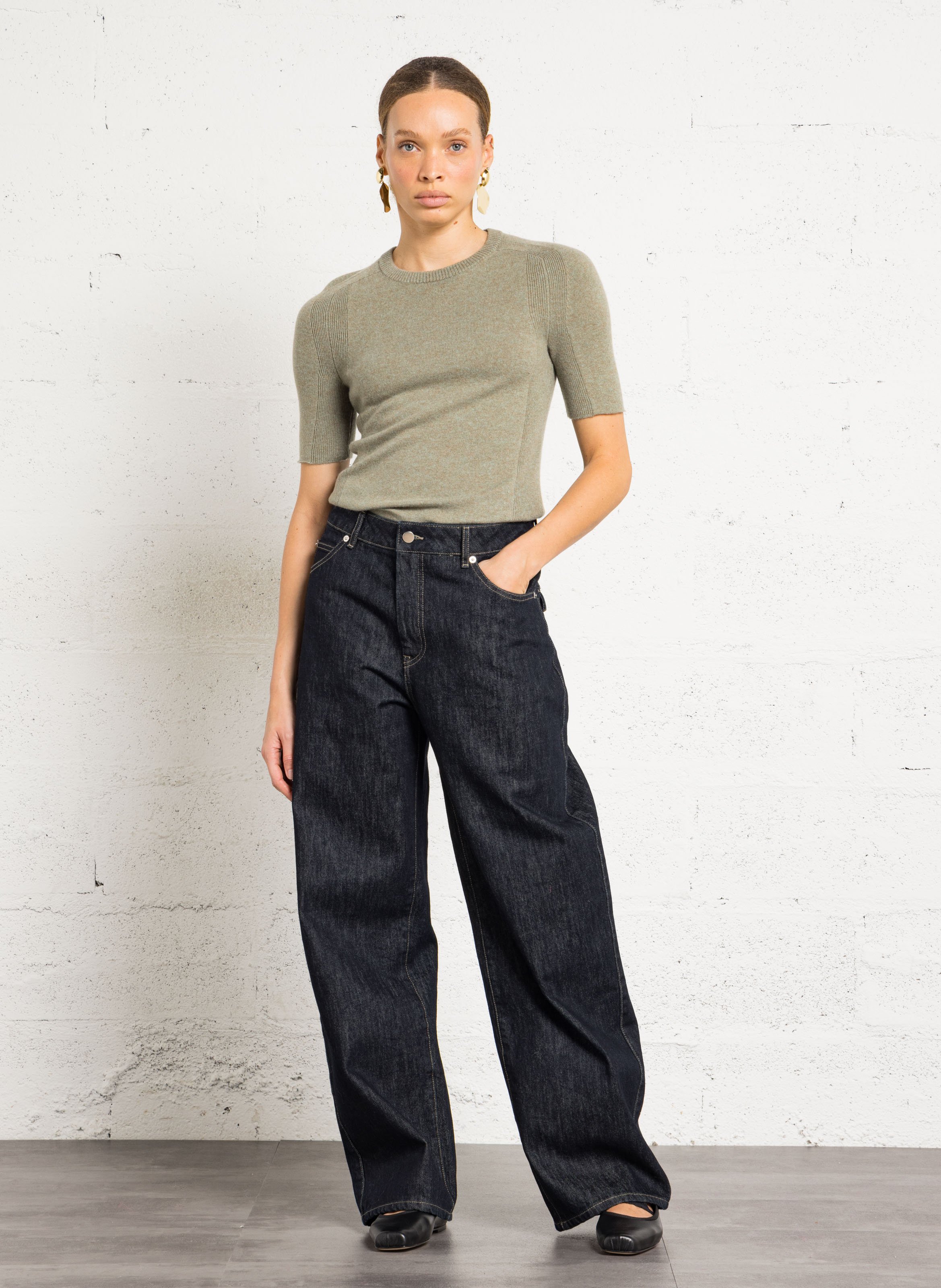 Jersey de cachemir con cinturón SOEUR Gris