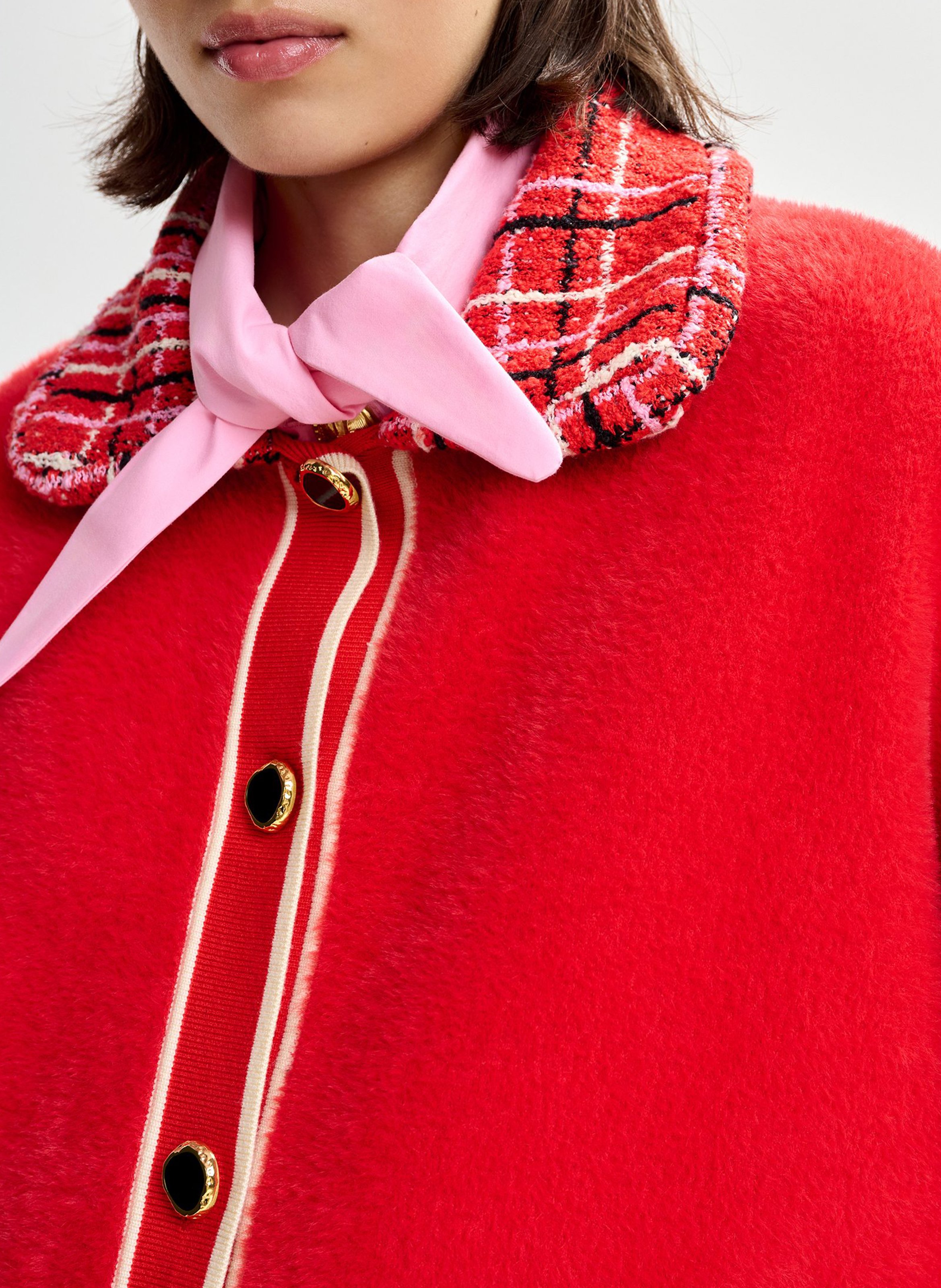 Mantel im Oversize-Stil mit Tweed-Detail ESSENTIEL ANTWERP Rot