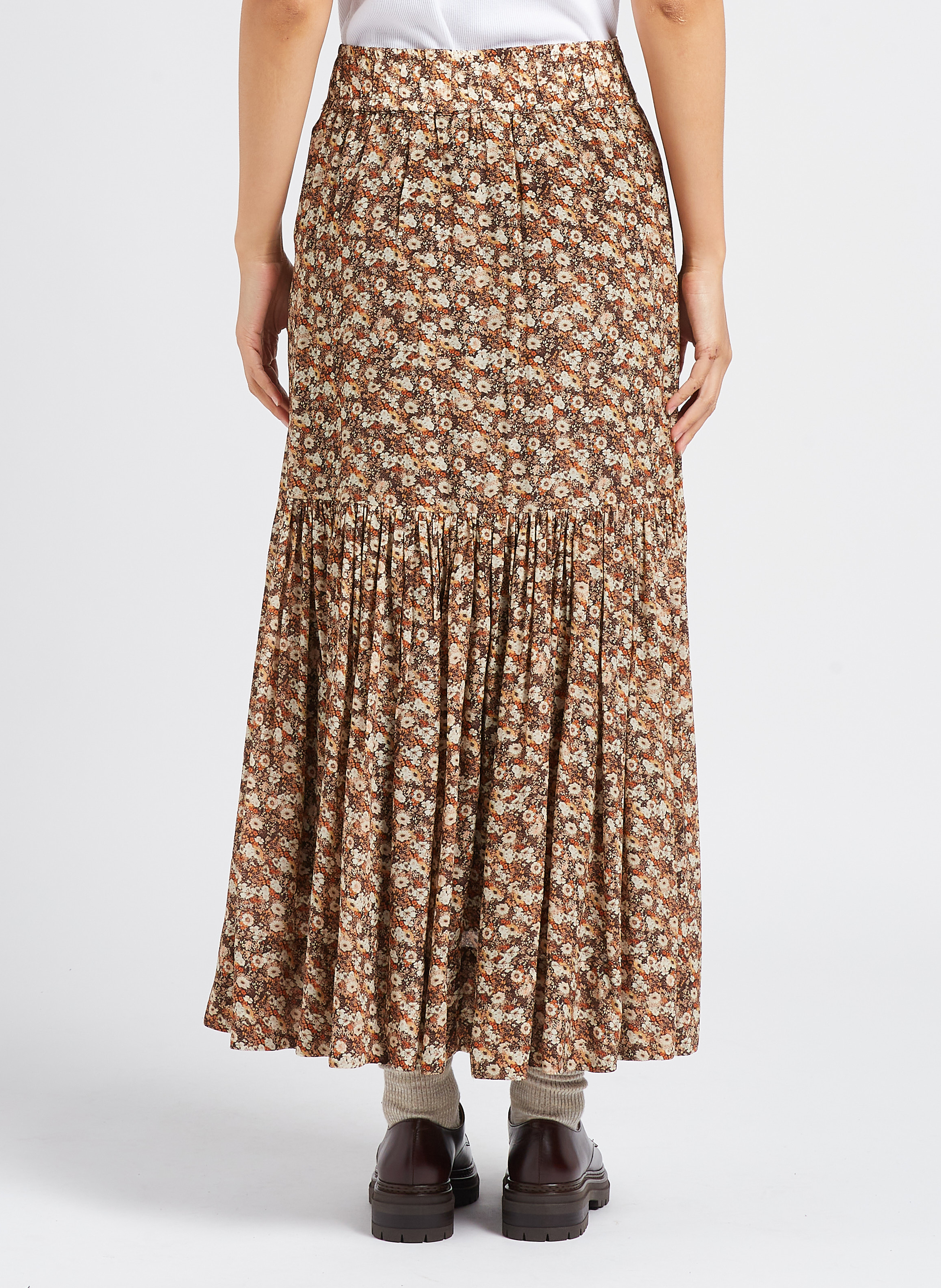 Jupe longue imprimée  SWILDENS Orange