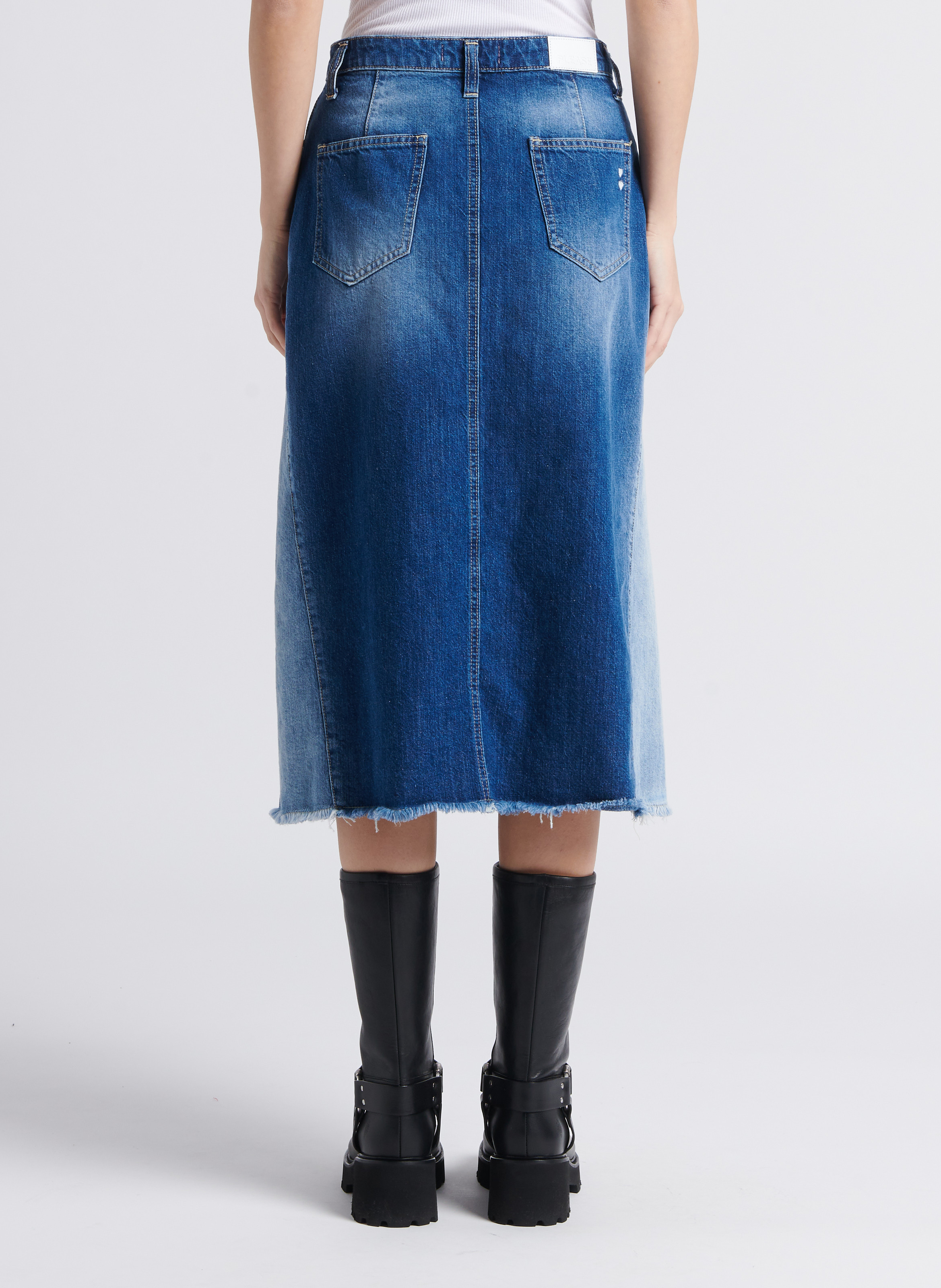 Jupe midi évasée en coton PLEASE Bleu