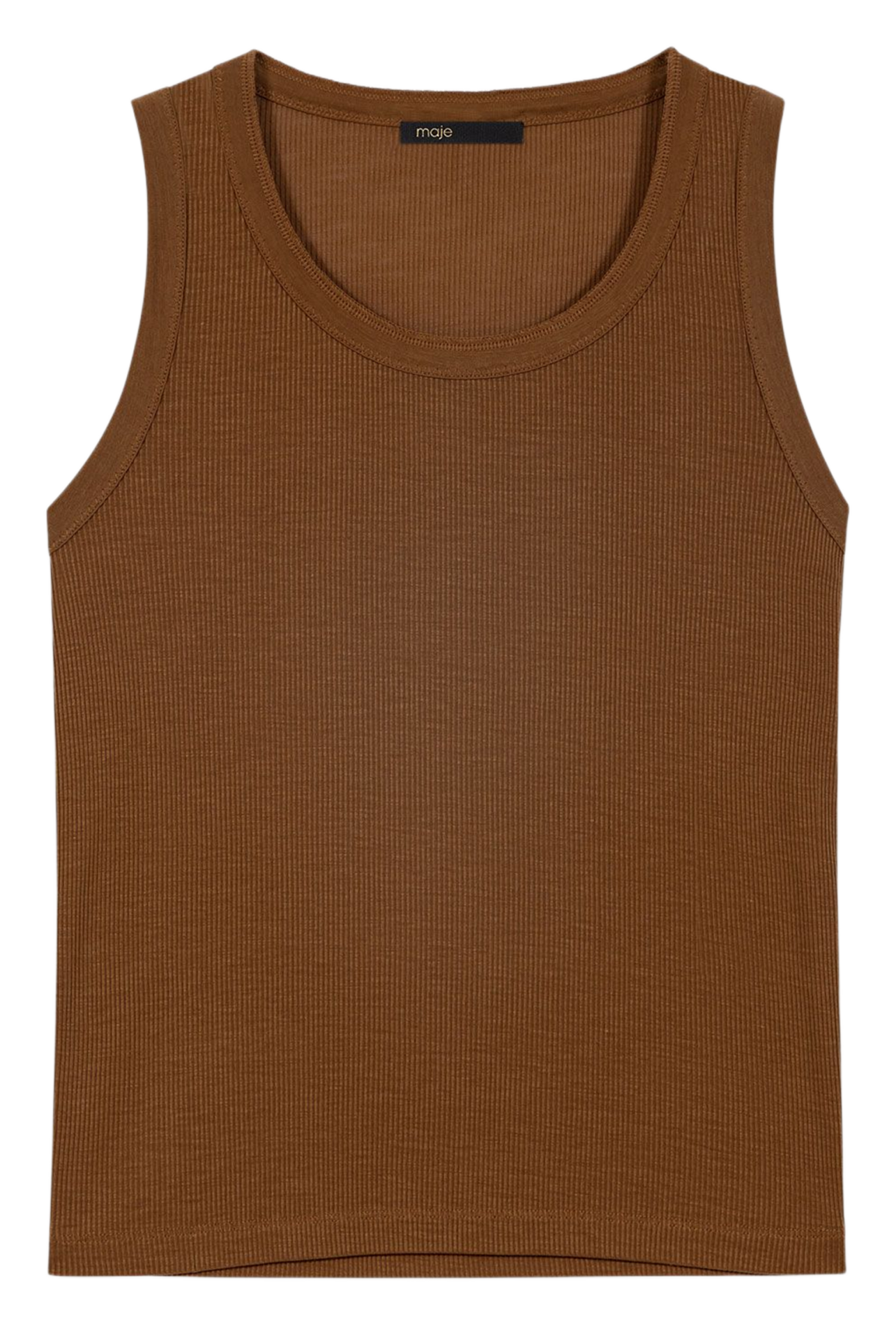 Ribbed straight tank top MAJE Brown