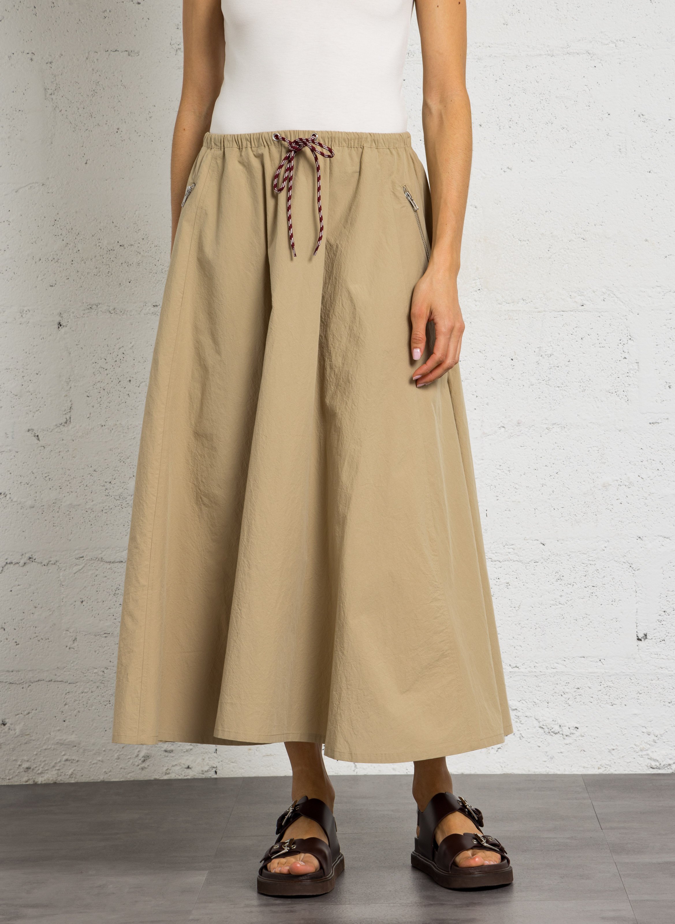 Flared cotton midi skirt BELLEROSE Beige