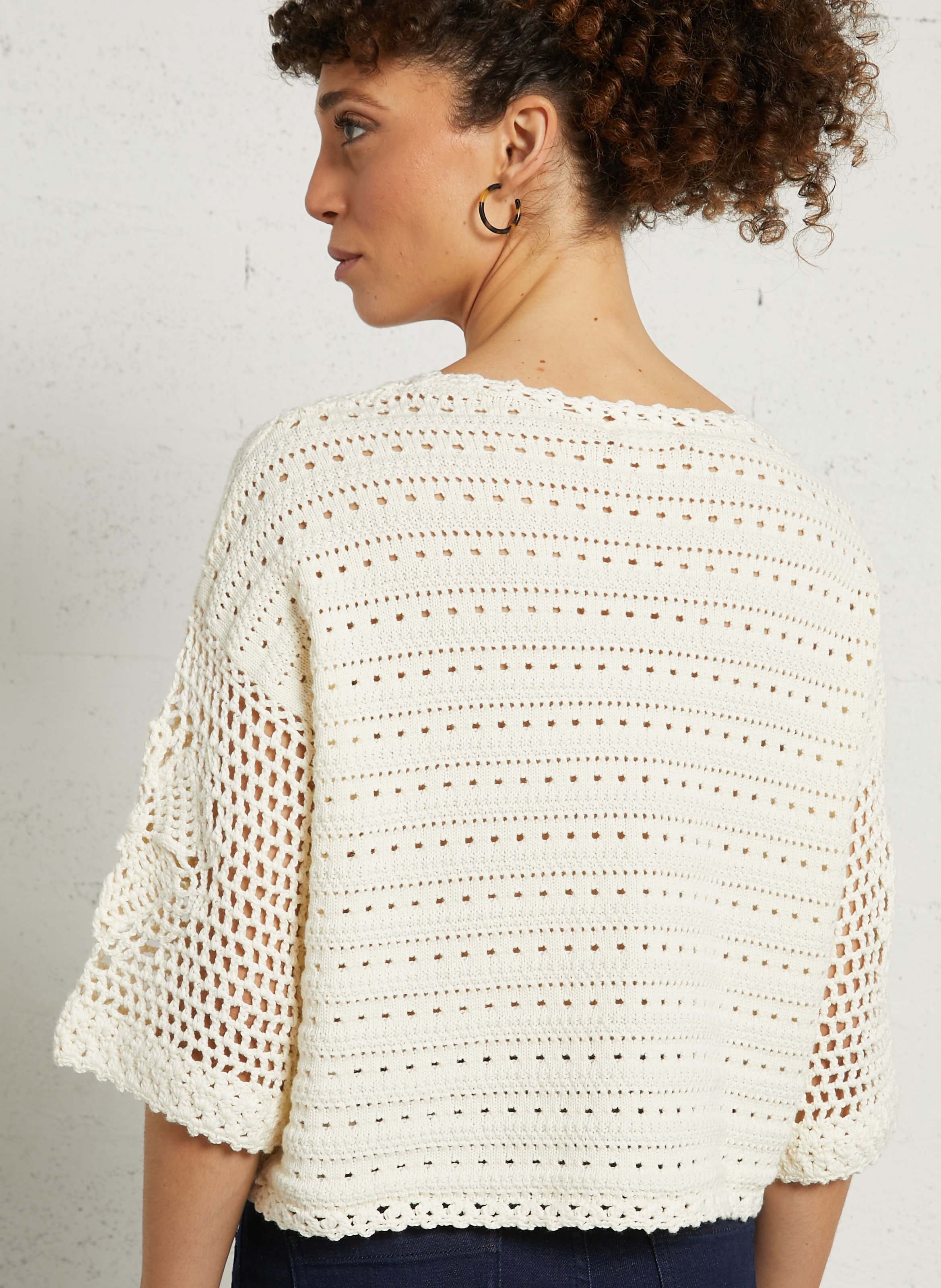 Pull droit col rond en coton LOUISE MISHA Blanc