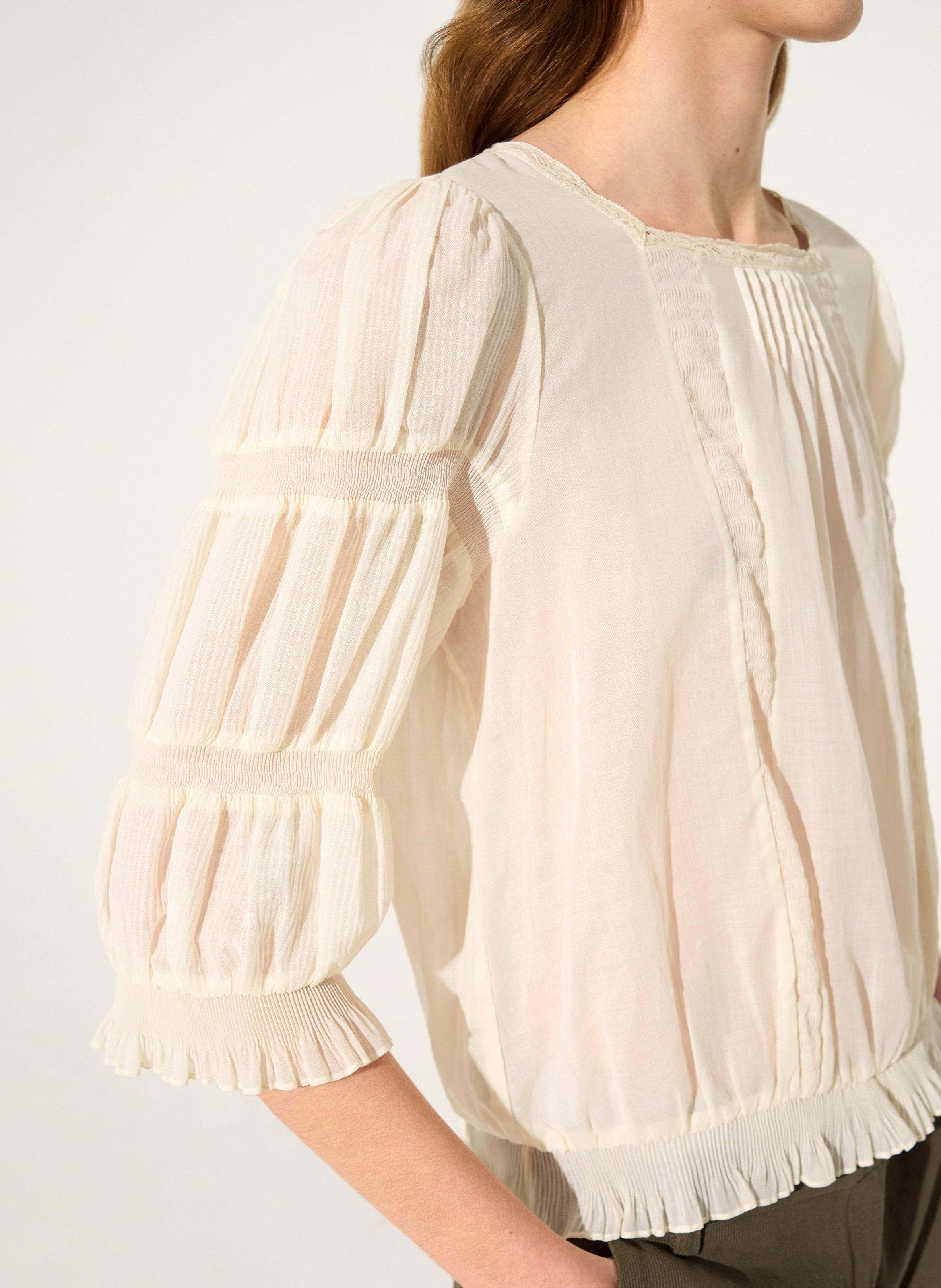 Blouse droite col rond en coton COTELAC Wit