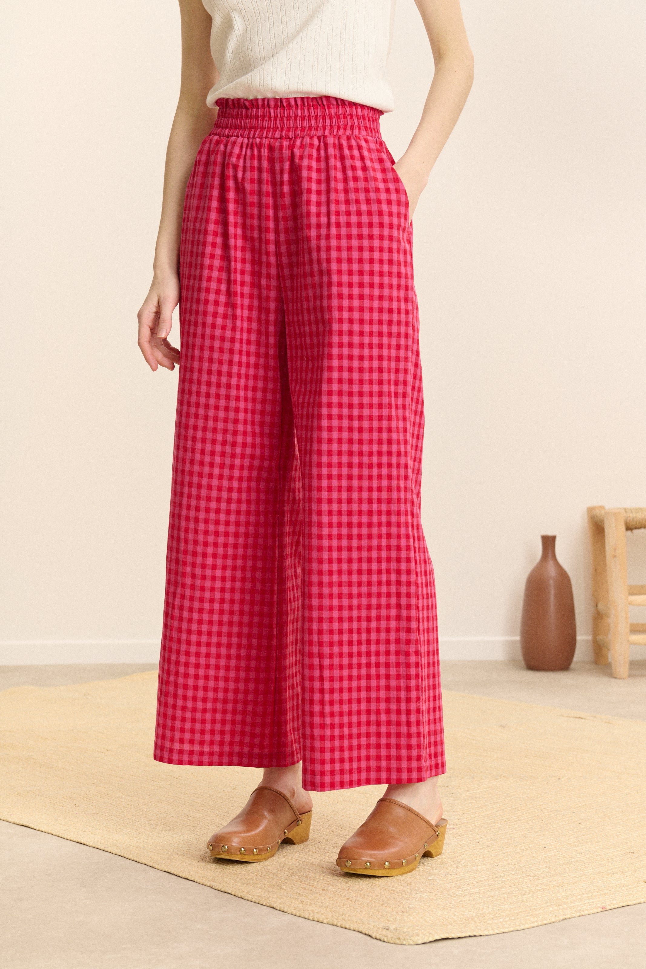 Elasticated checkered pants GARANCE PARIS Pink