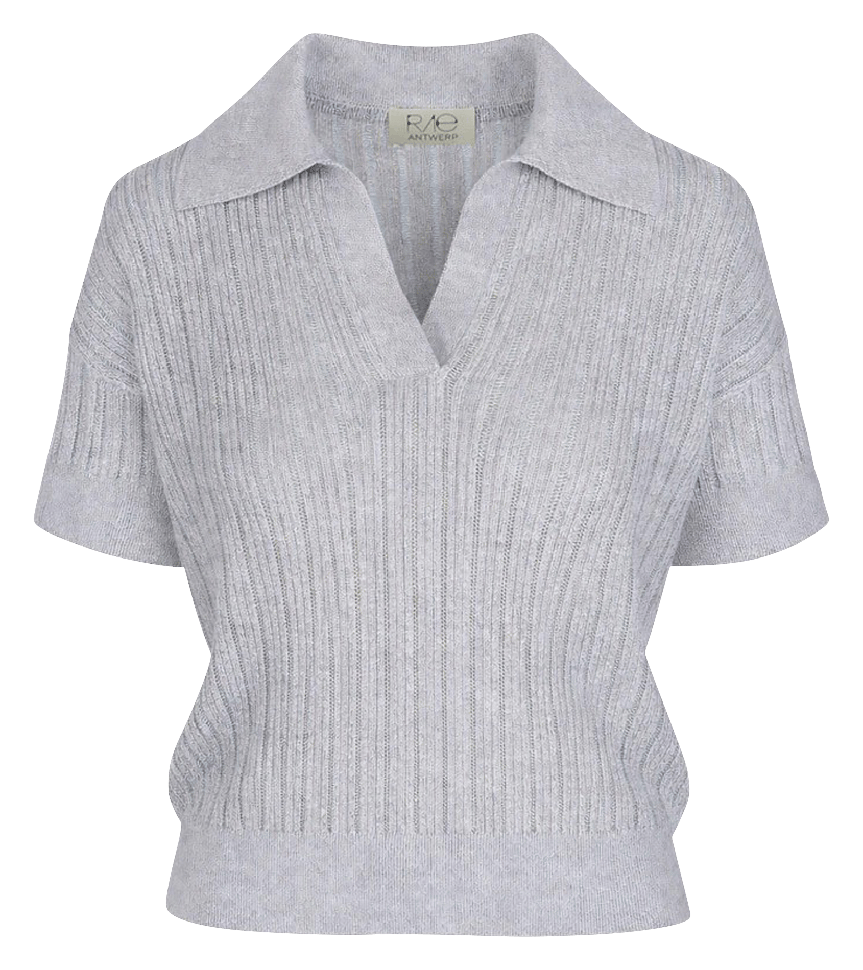 Polo manches courtes ajouré uni RAE ANTWERP Gris