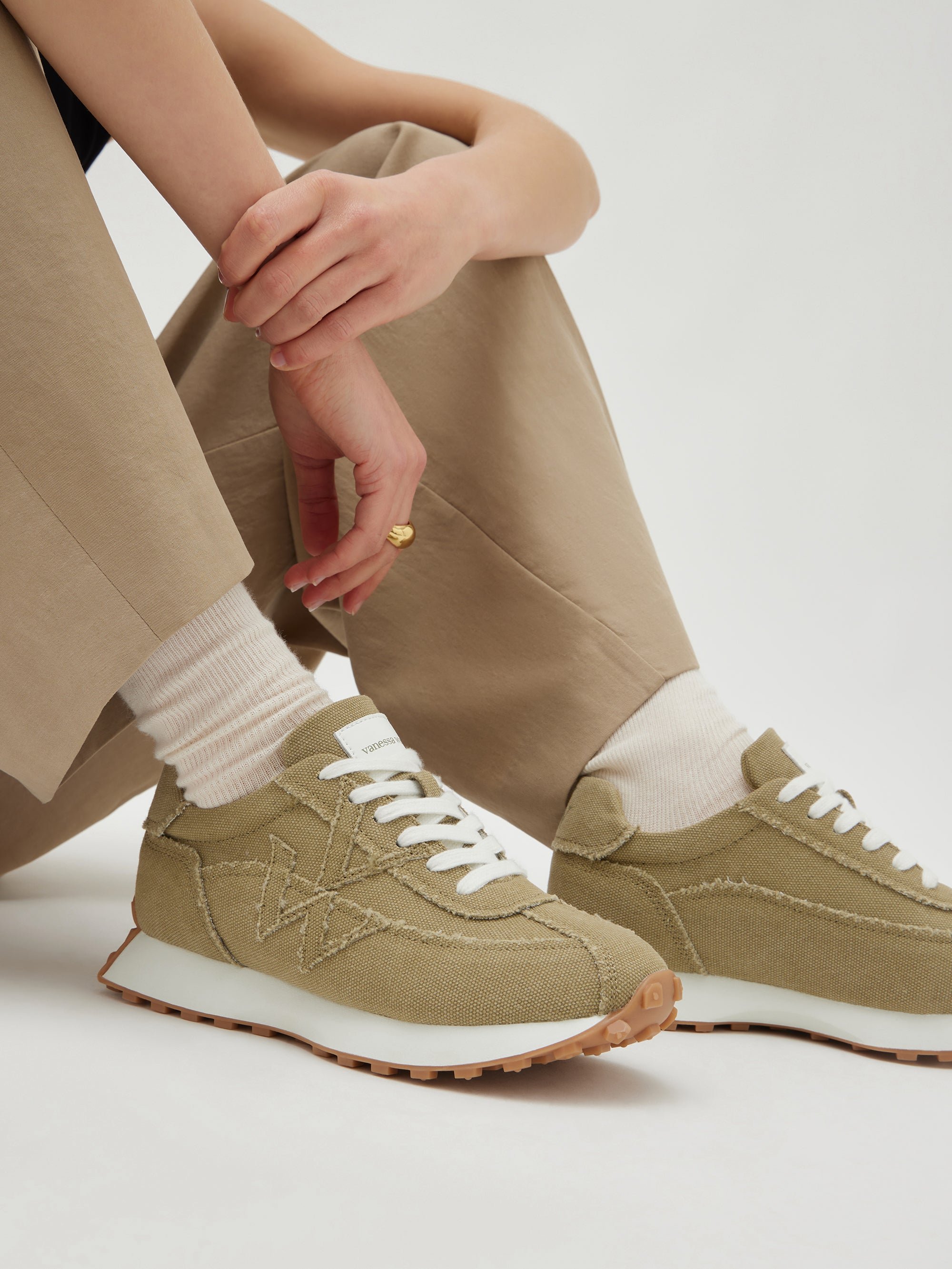 Sneakers with monogram on running sole VANESSA WU Khaki