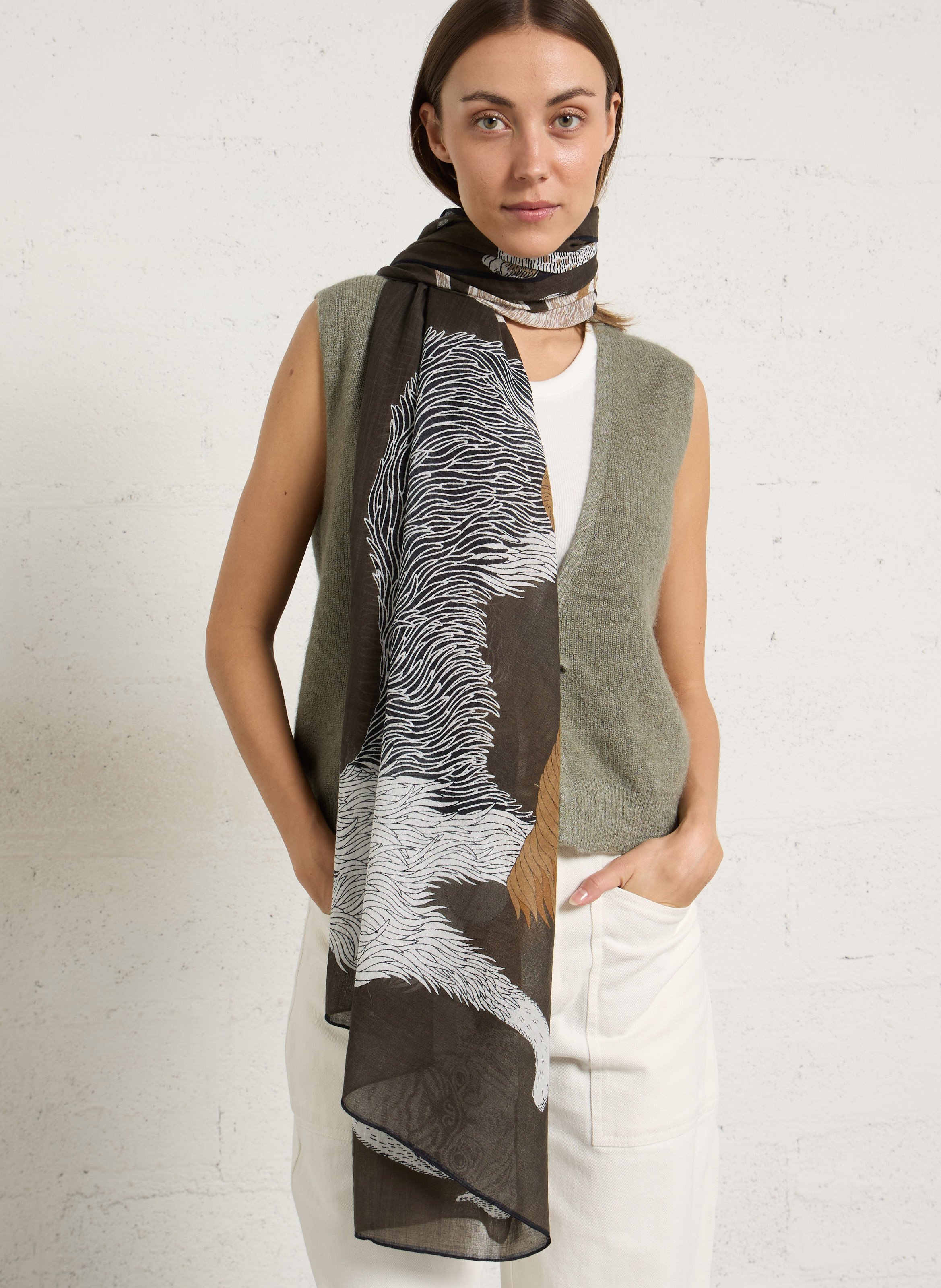 Printed dog cotton scarf INOUI EDITIONS