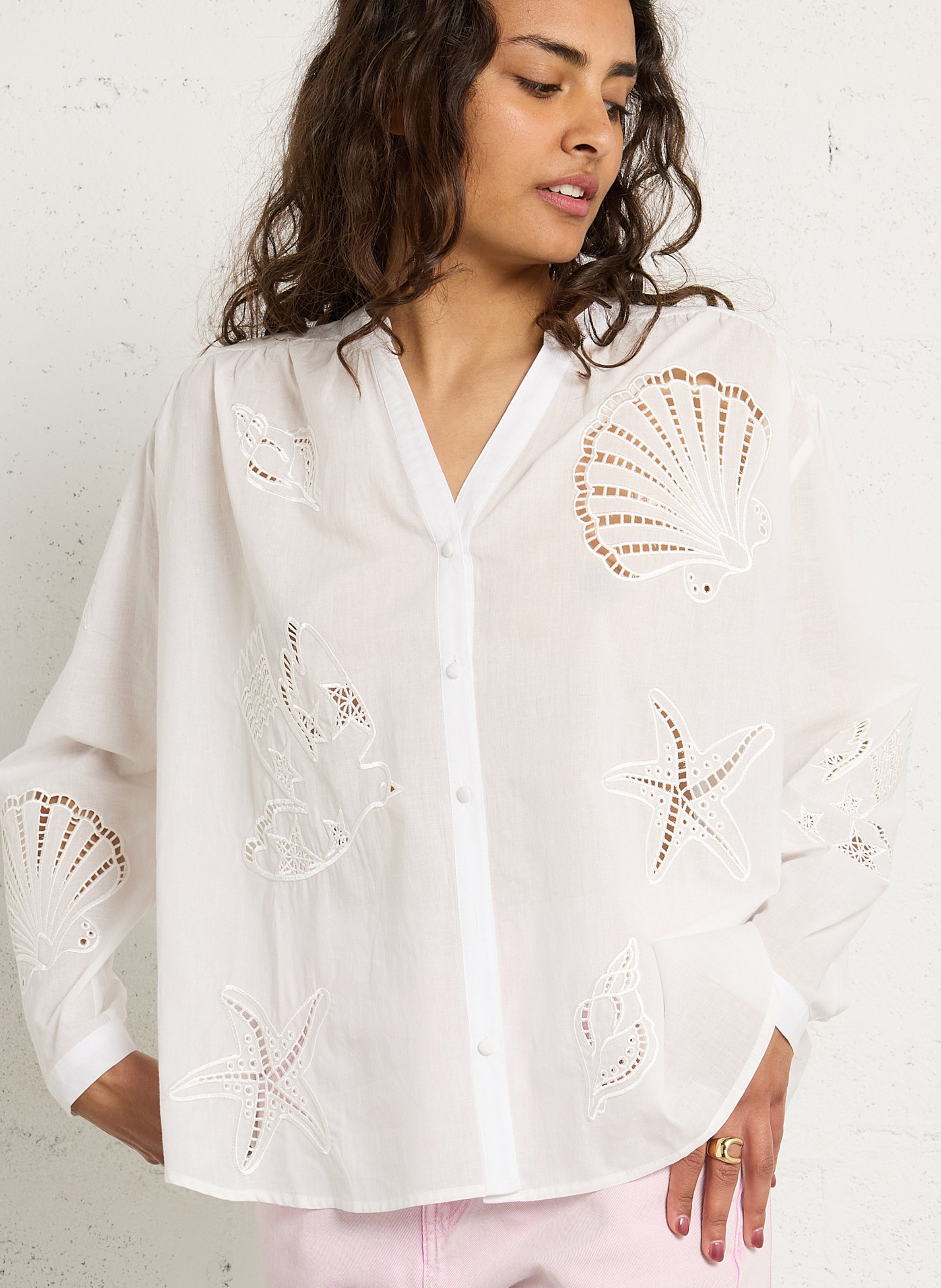 Blouse col V en coton LA PETITE ETOILE
