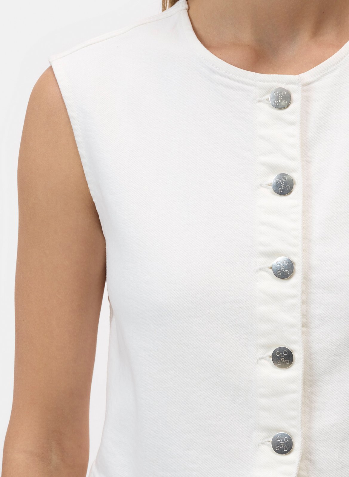 Round-neck straight cotton blend cardigan CLOSED White