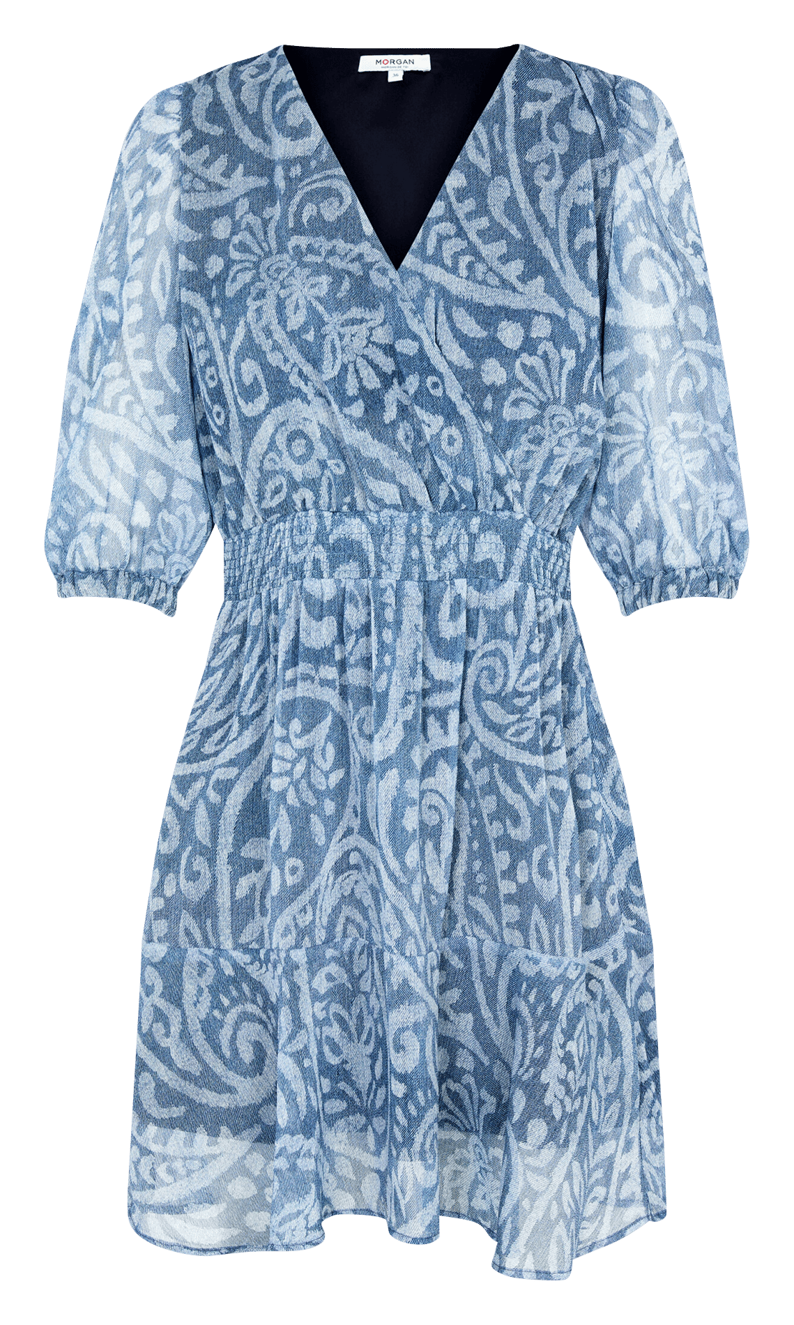 Robe courte imprimée col v  MORGAN Multicolore