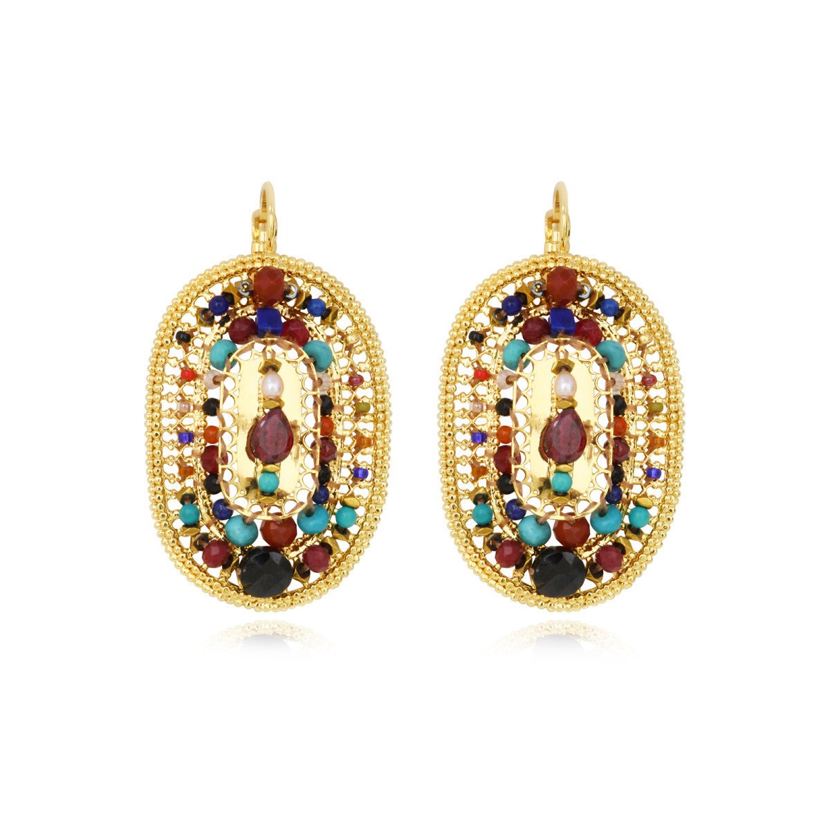 Oval gold-plated earrings SATELLITE PARIS Multicolored