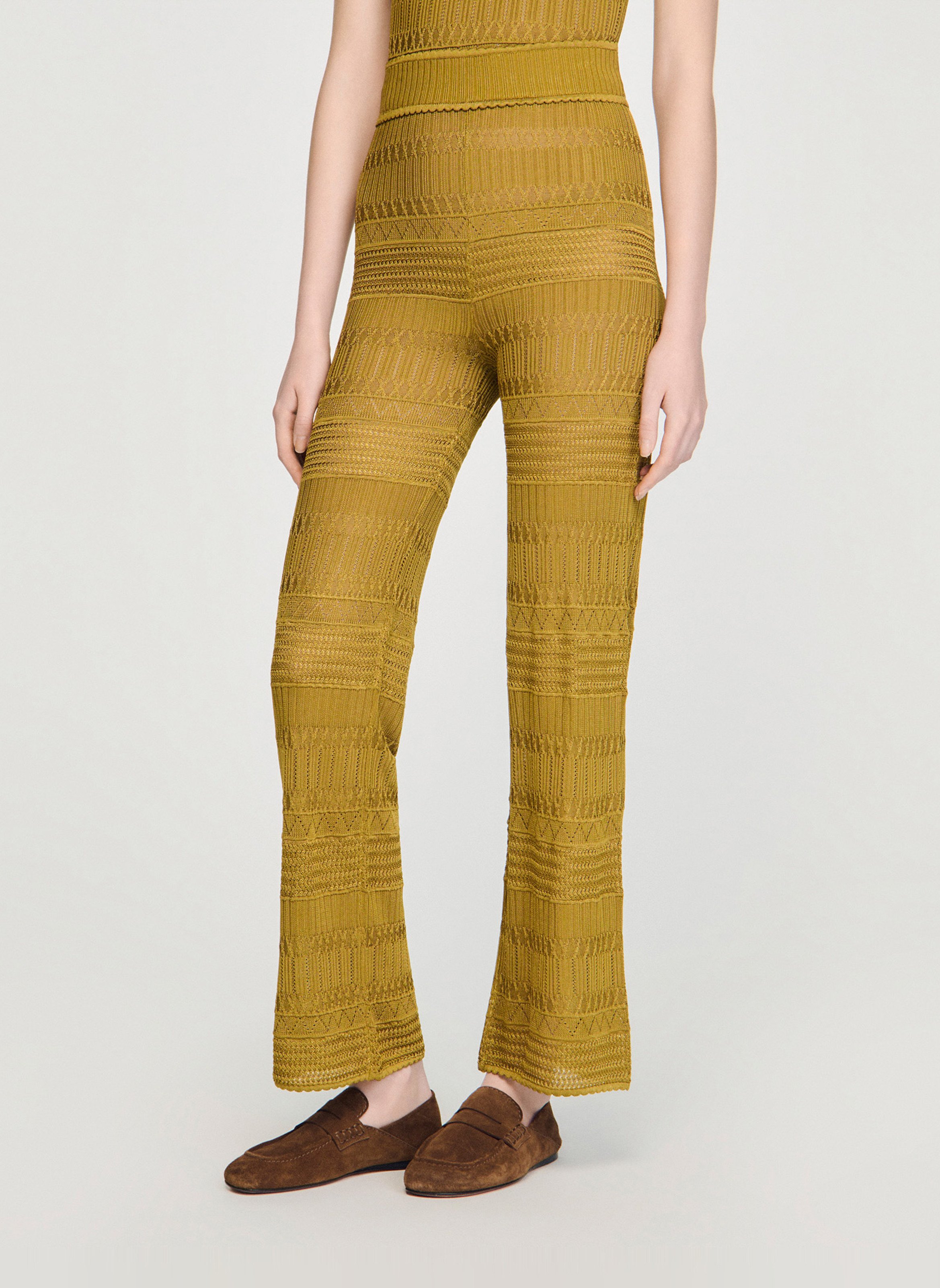 Pantalon en maille évasé SANDRO Vert