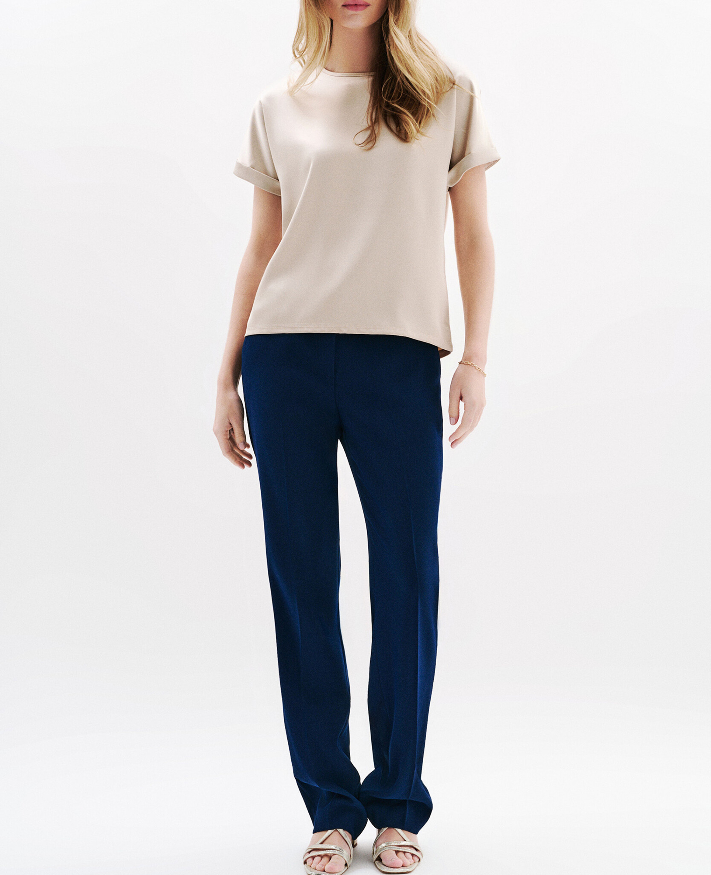 Tee-shirt fluide en satin CAROLL Beige