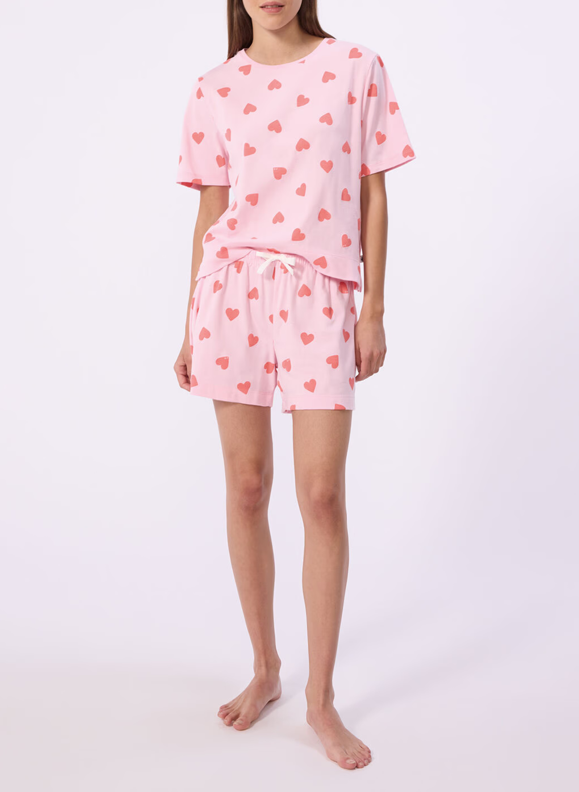 Pyjama imprimé coeurs en coton PETIT BATEAU Rose