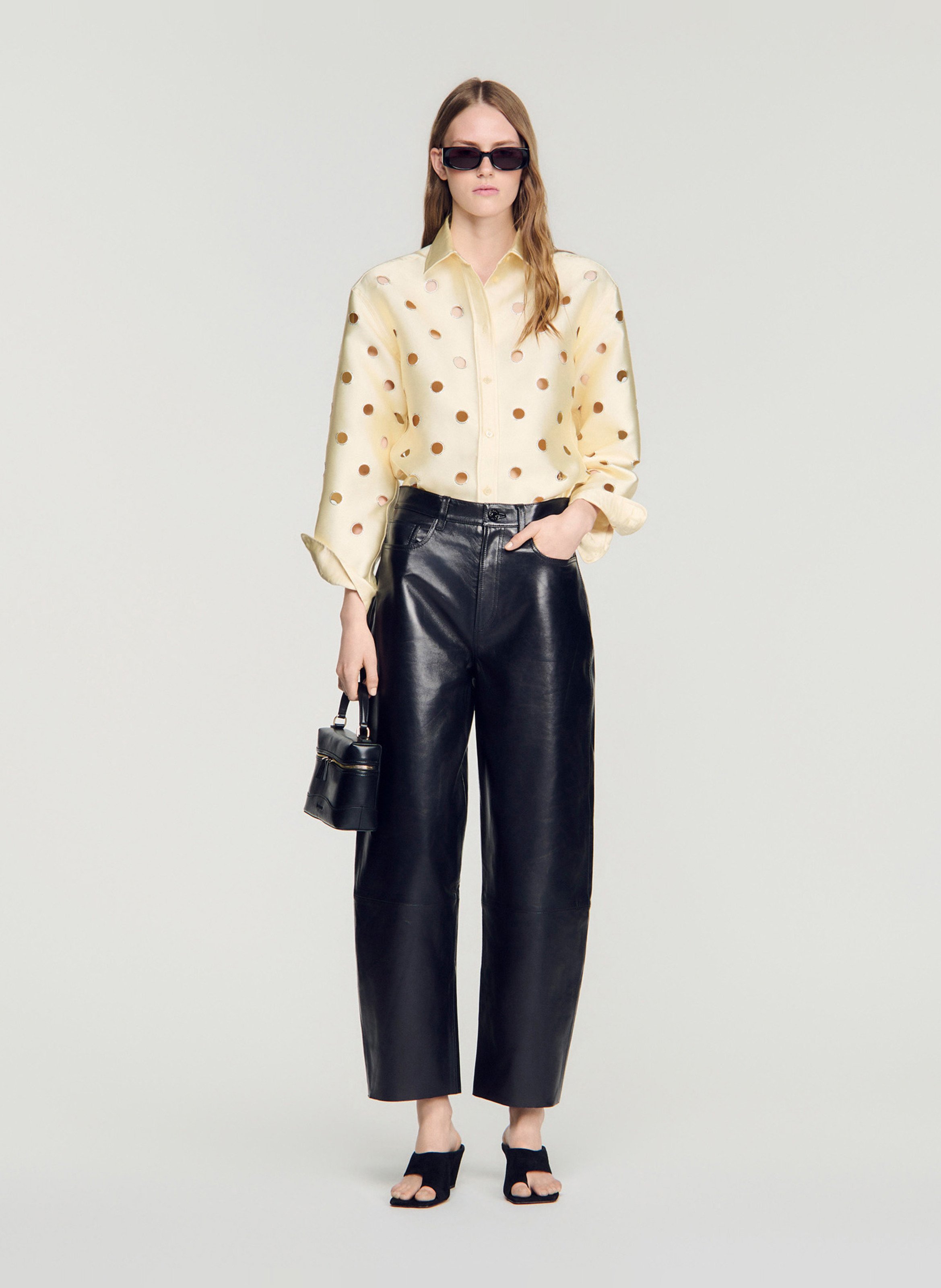 Ruime blouse met strass-gaatjes SANDRO Beige