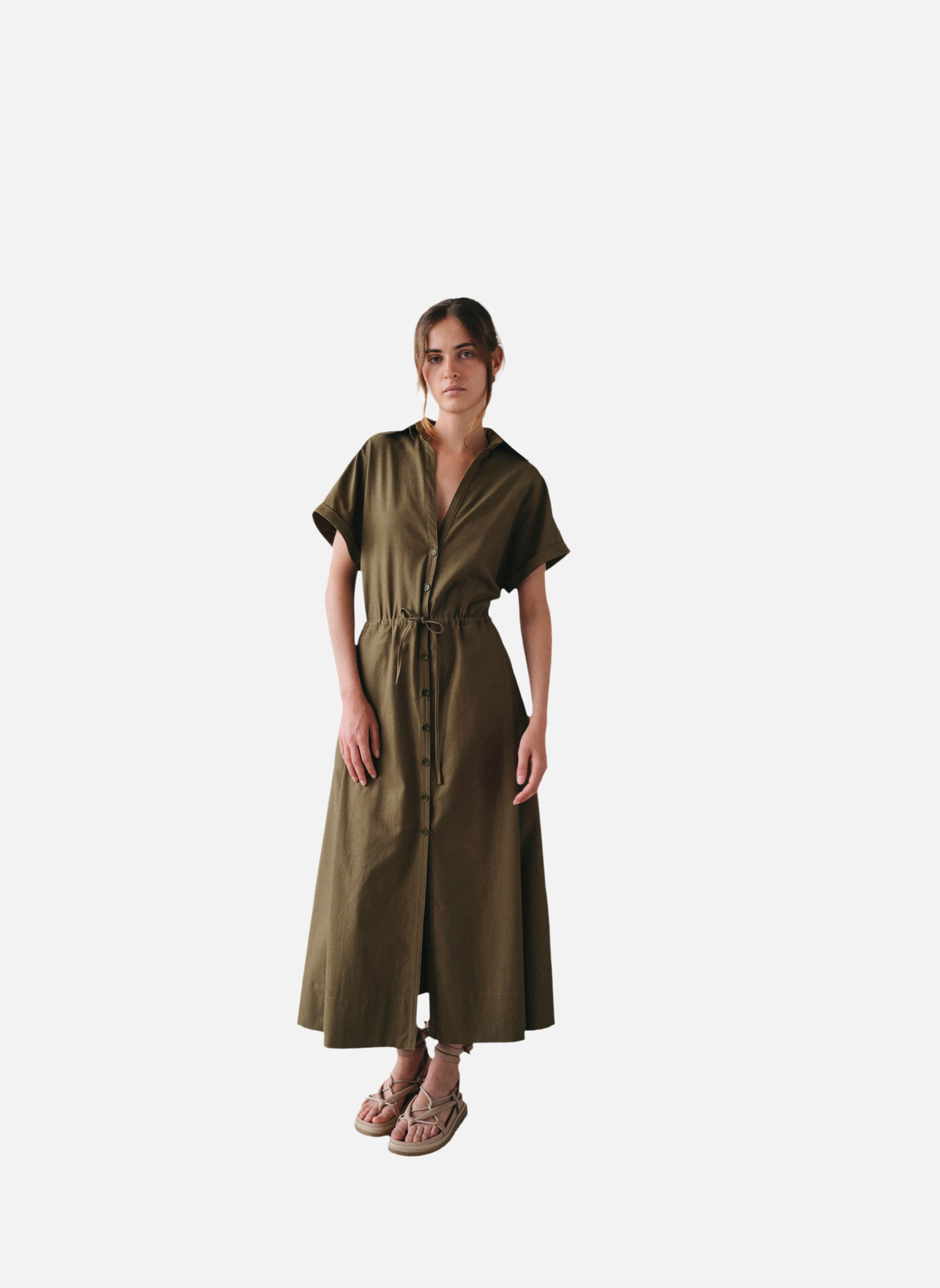 BRYNE KHAKI shirt dress Noyoco Green