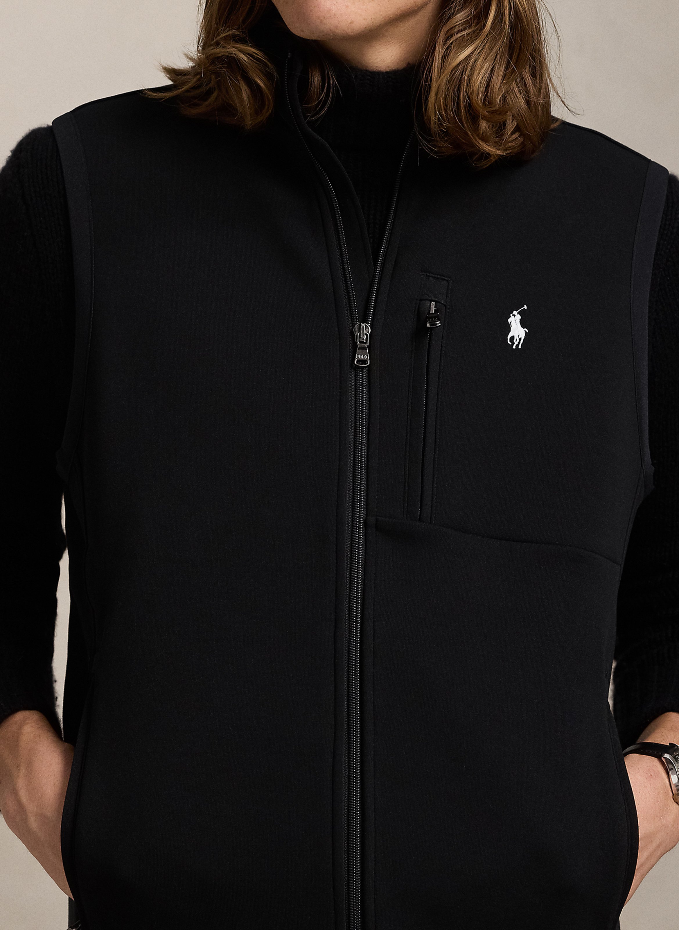High-neck cotton-blend cardigan POLO RALPH LAUREN Black
