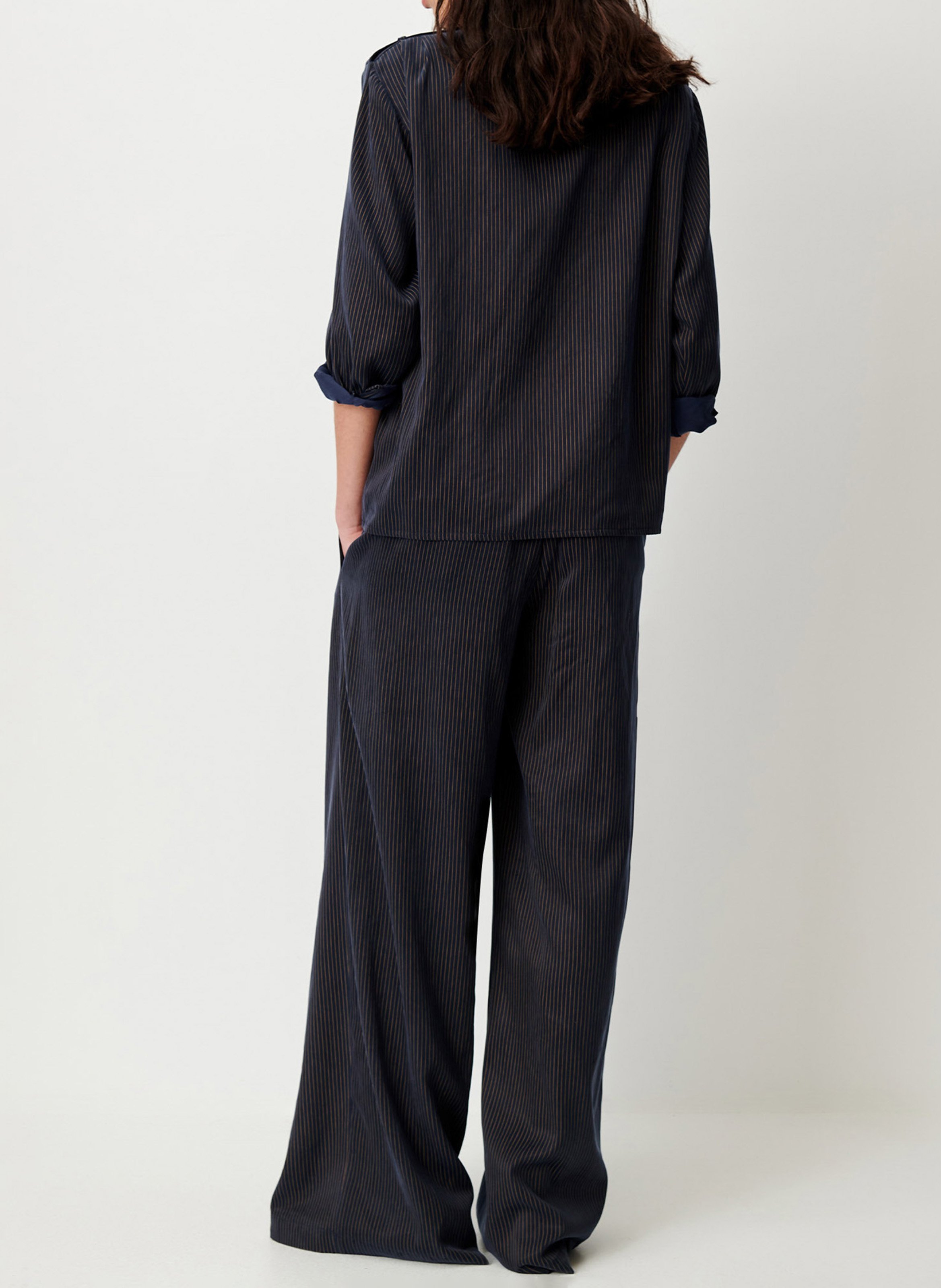 Pantalon large ceinturé rayé SESSUN Bleu