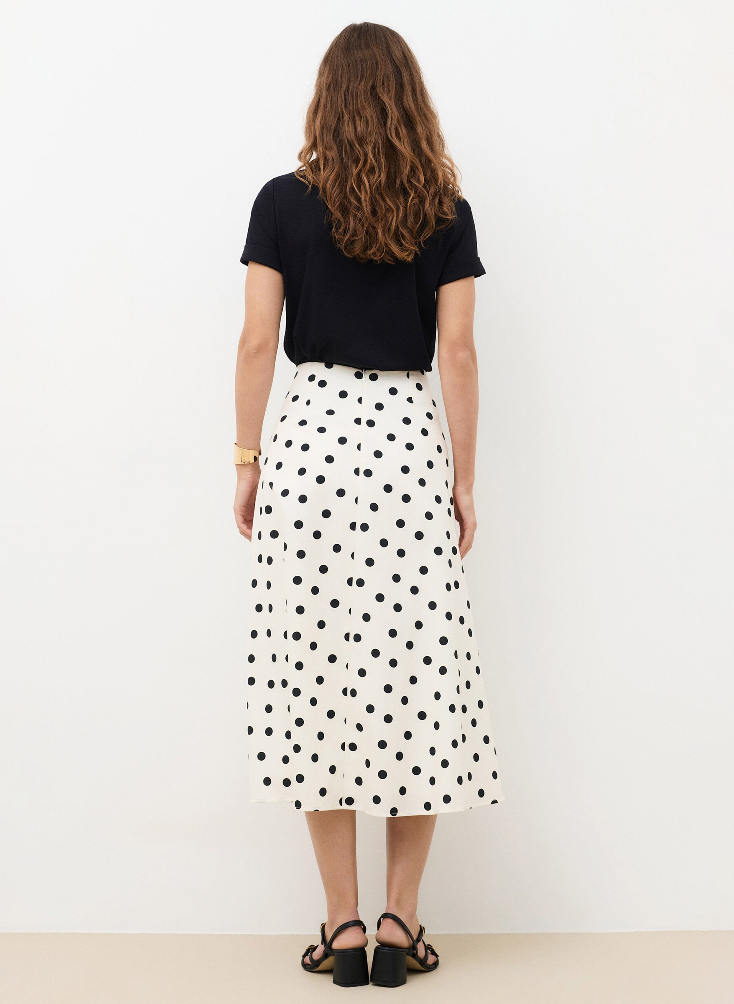 Flared cotton midi skirt CAROLL Beige