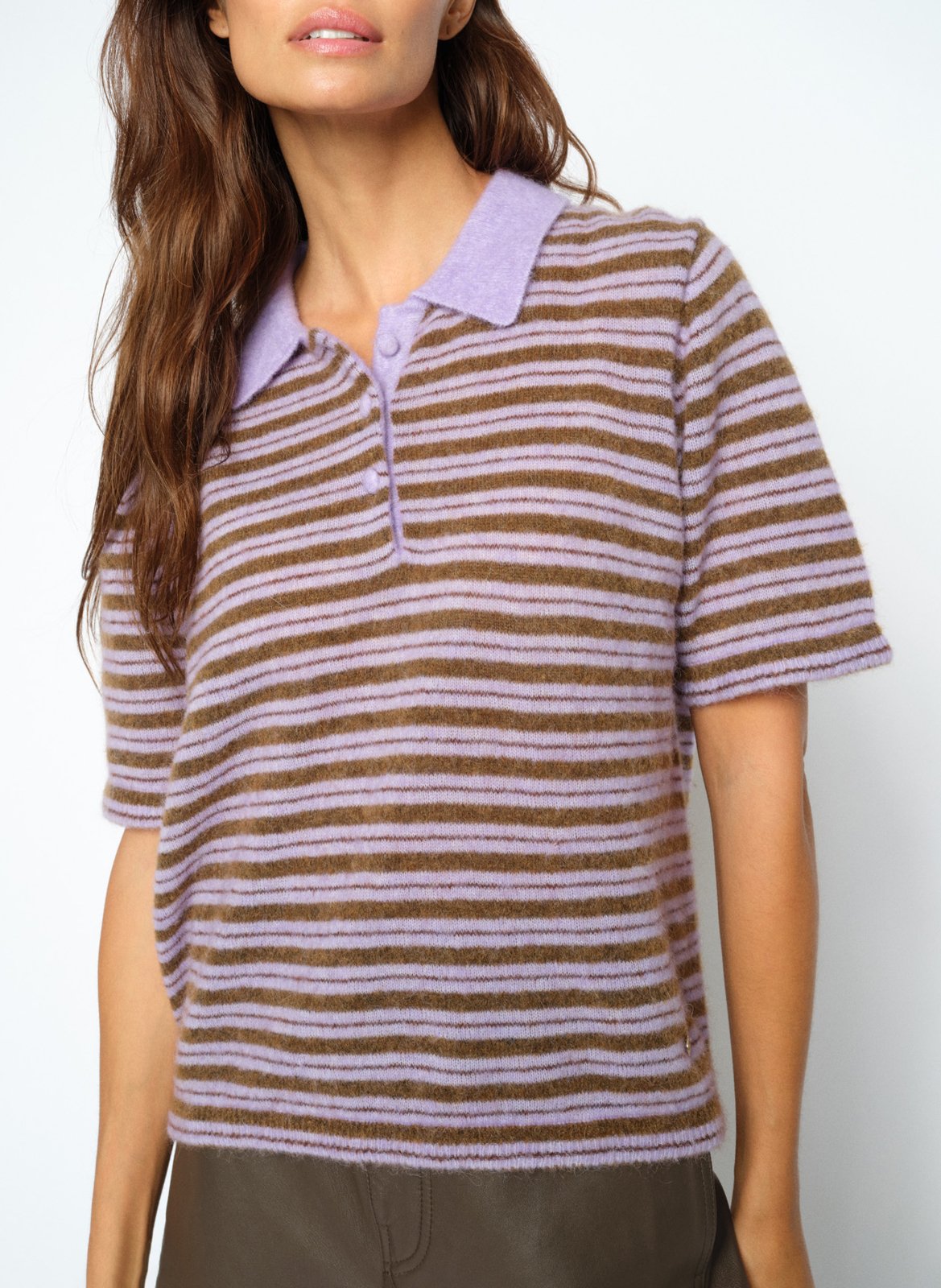 Polo droit en laine mélangée MOS MOSH Violet