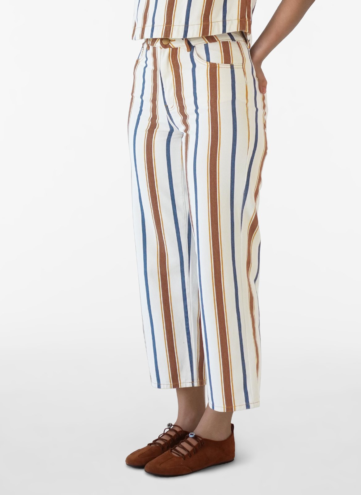 Gerade geschnittene Baumwolljeans mit Streifen VILA Beige