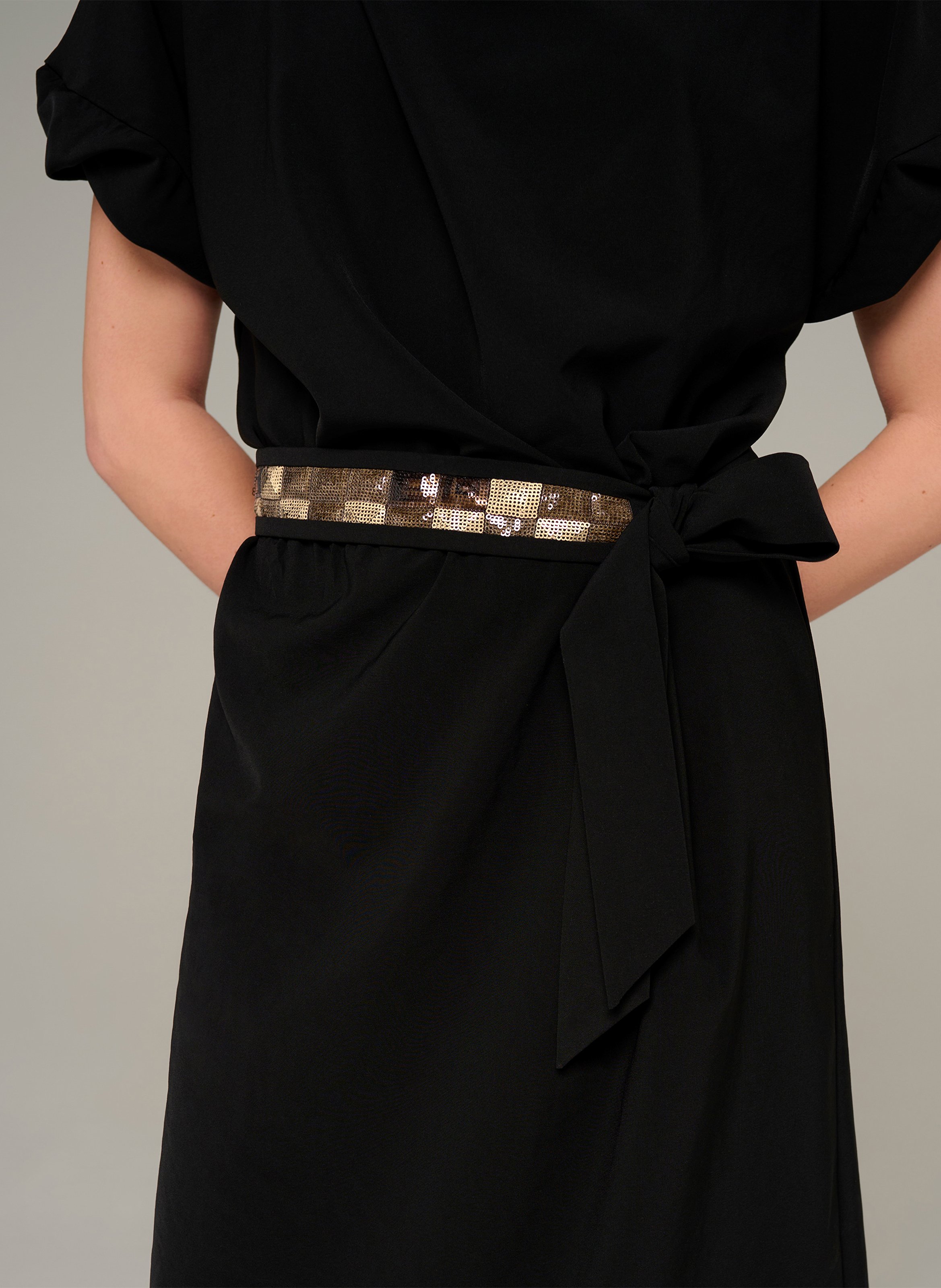 Sequin Tie Belt COTELAC Black