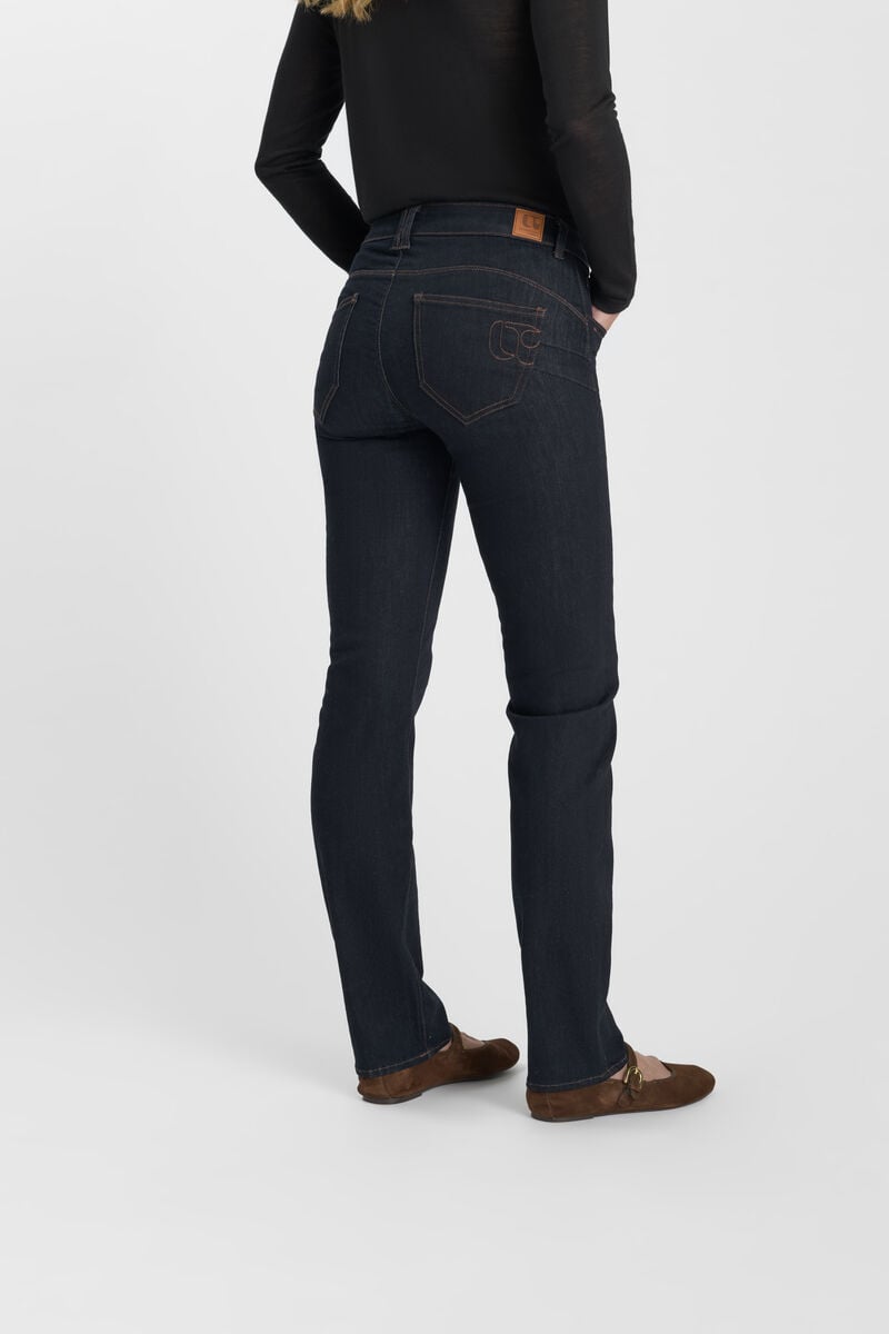 High-waisted straight push-up jeans, length 34 LE TEMPS DES CERISES Blue