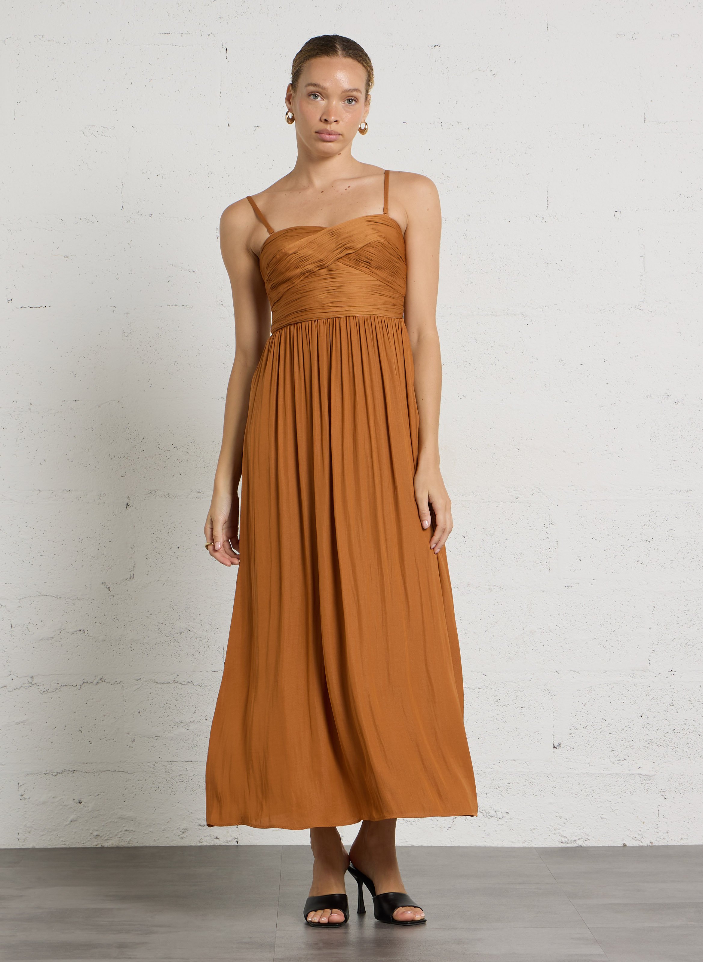 Robe longue à bretelles plissée MAISON 123 Doré