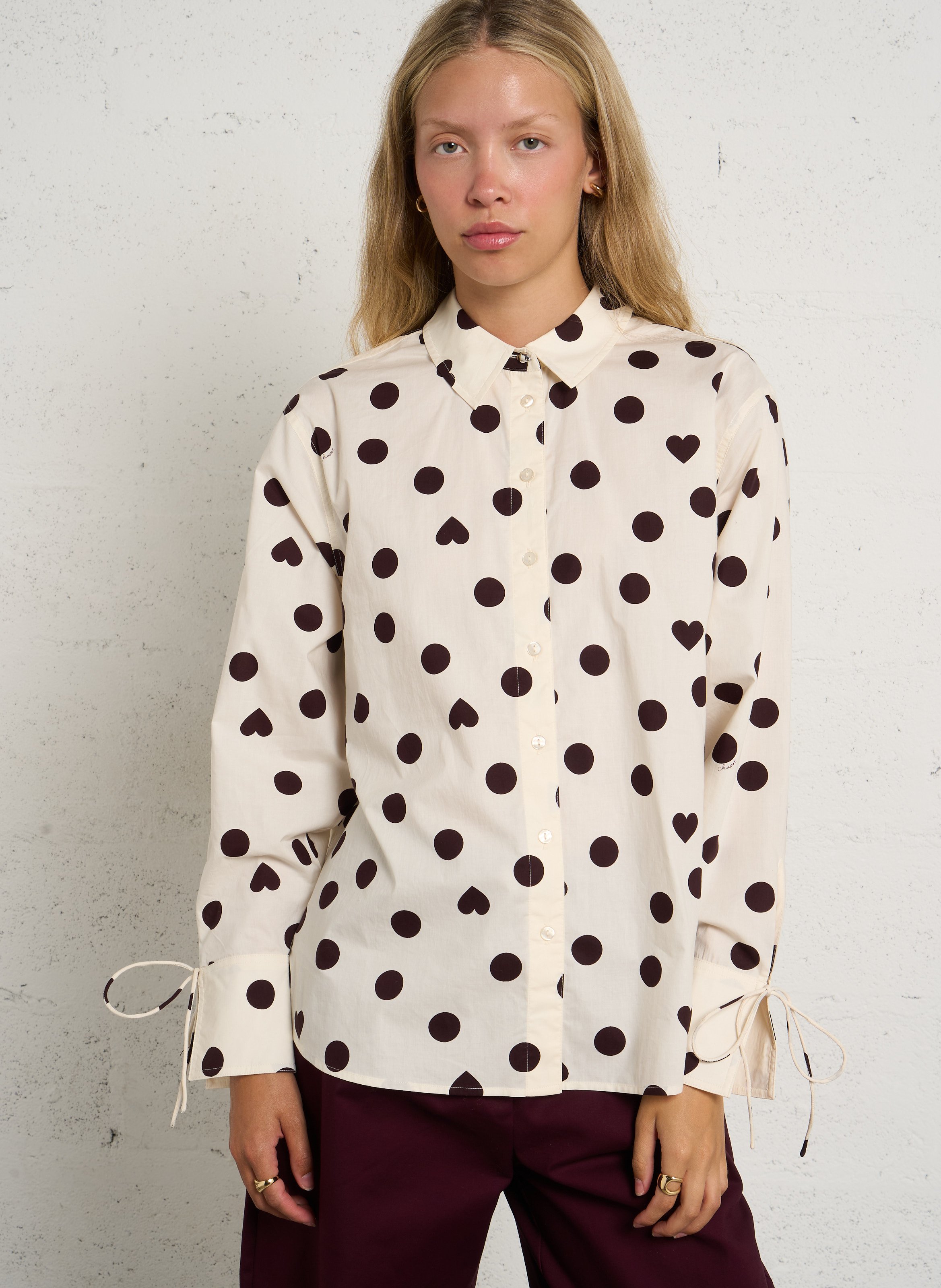 Oversized patterned shirt FABIENNE CHAPOT White