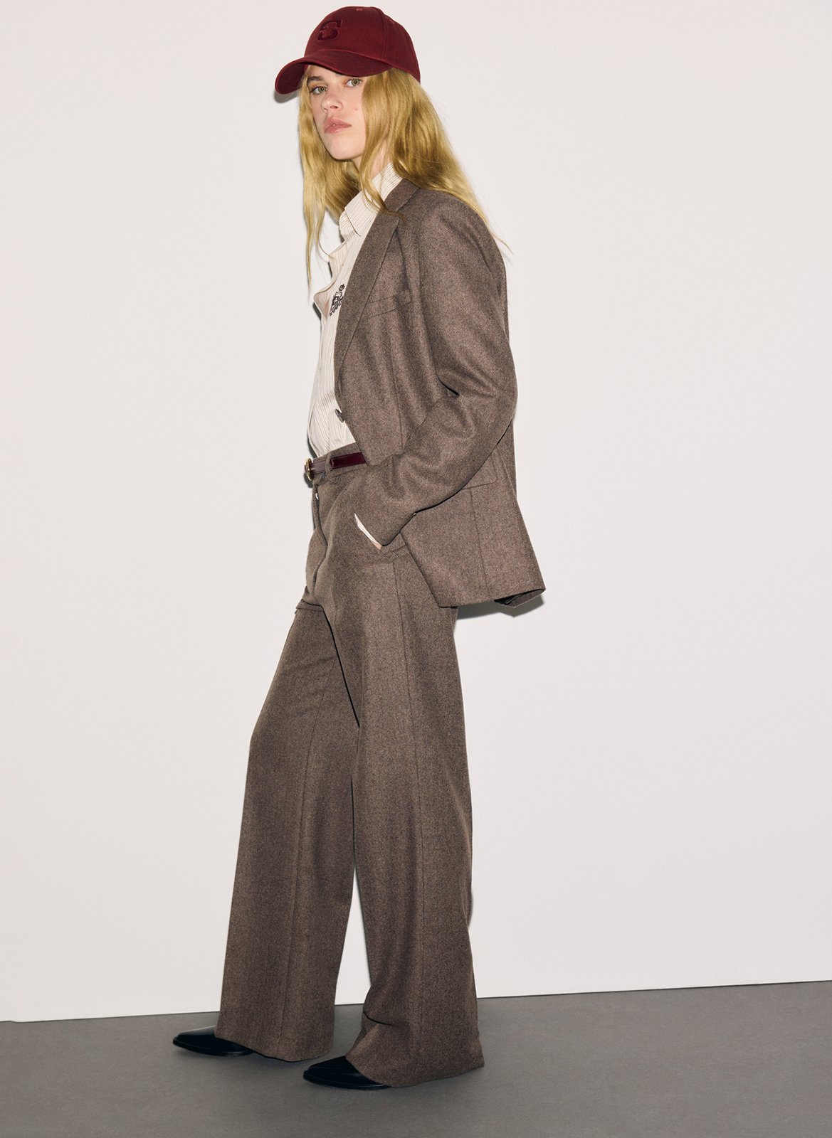 Pantalon large en laine mélangée GERARD DAREL Marron