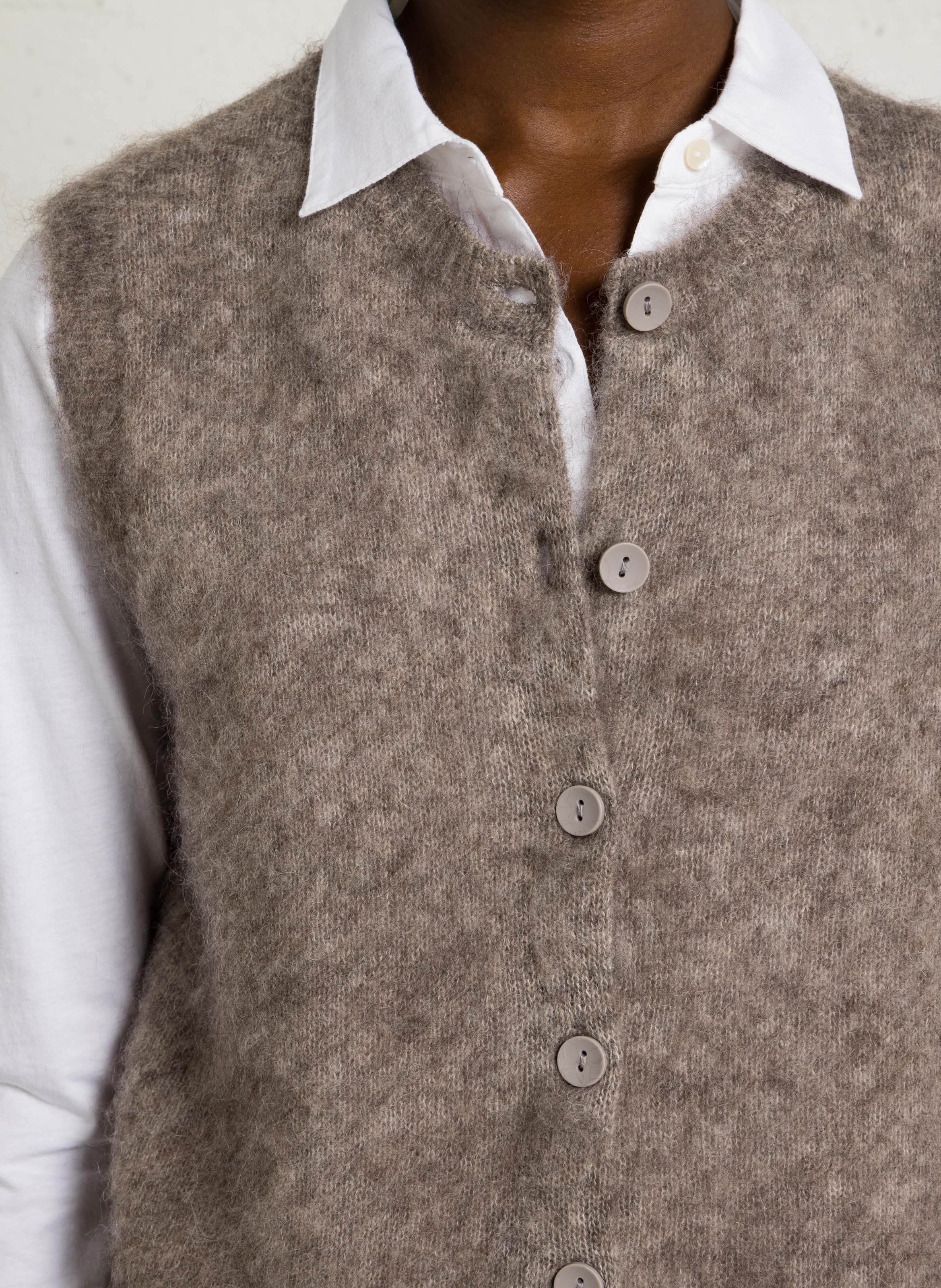 Round-neck wool-blend cardigan JC SOPHIE Beige