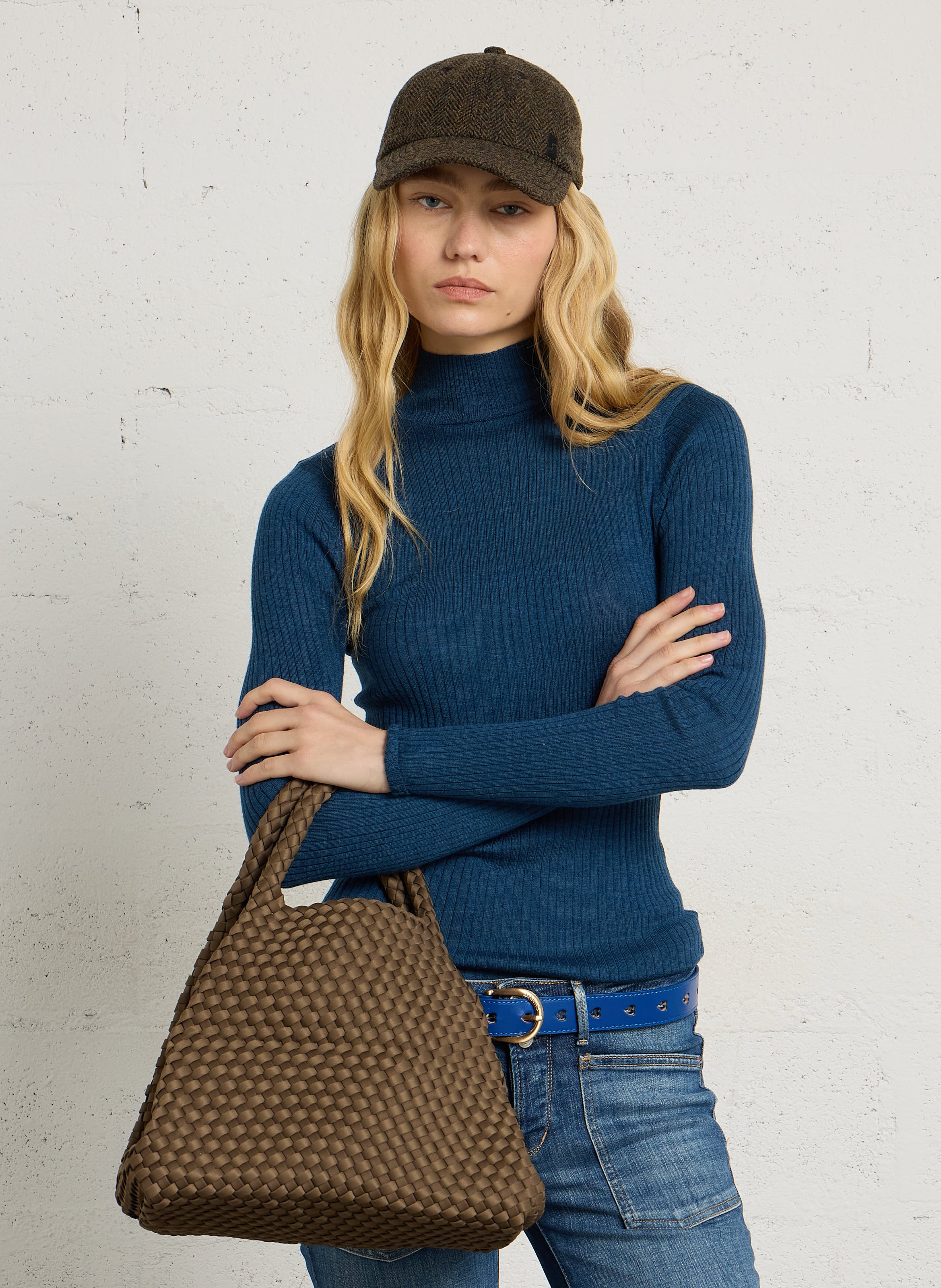 Woven handbag MARREA Brown