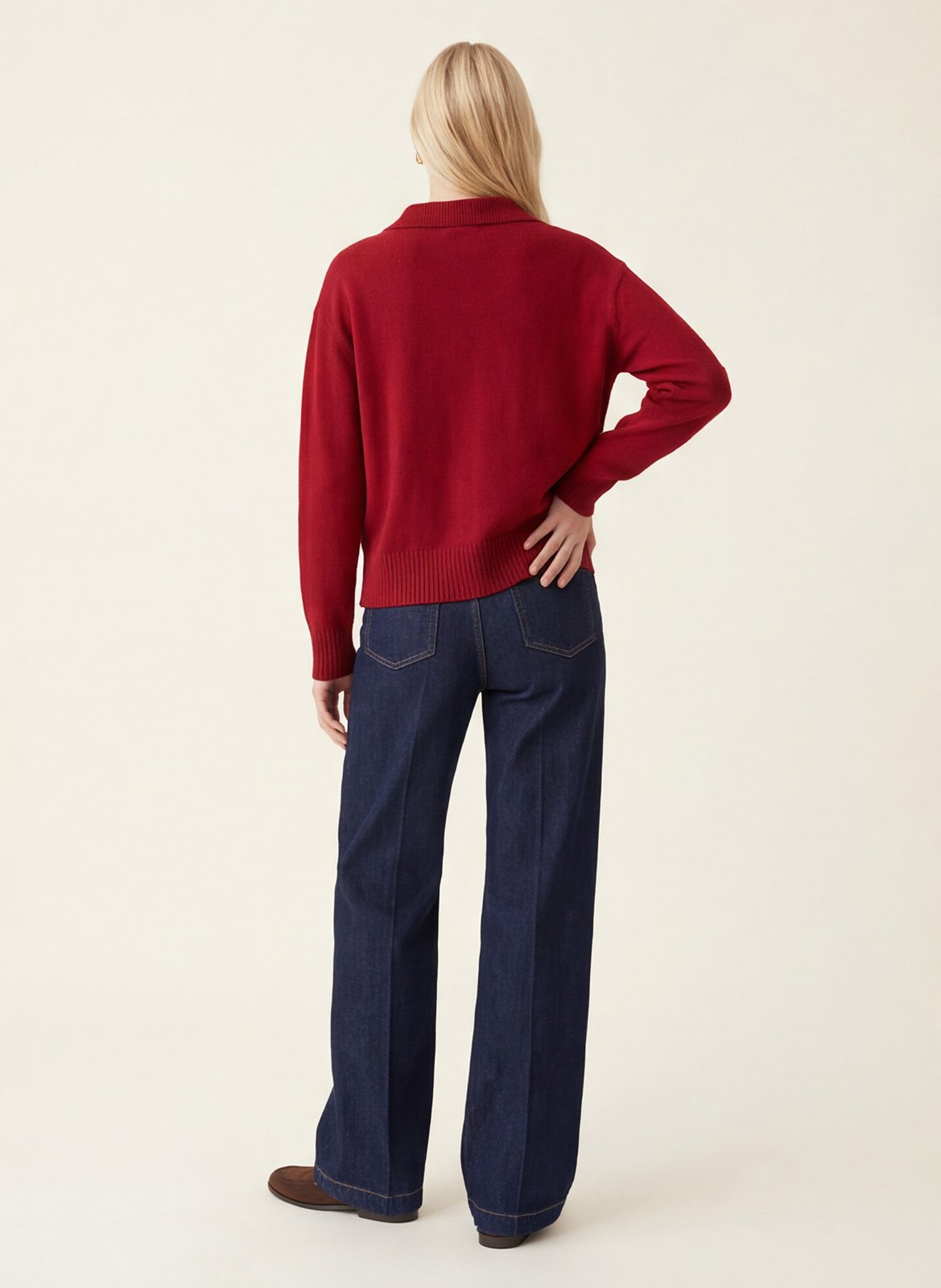 Straight fit wool and cashmere polo neck sweater KOOKAI Red