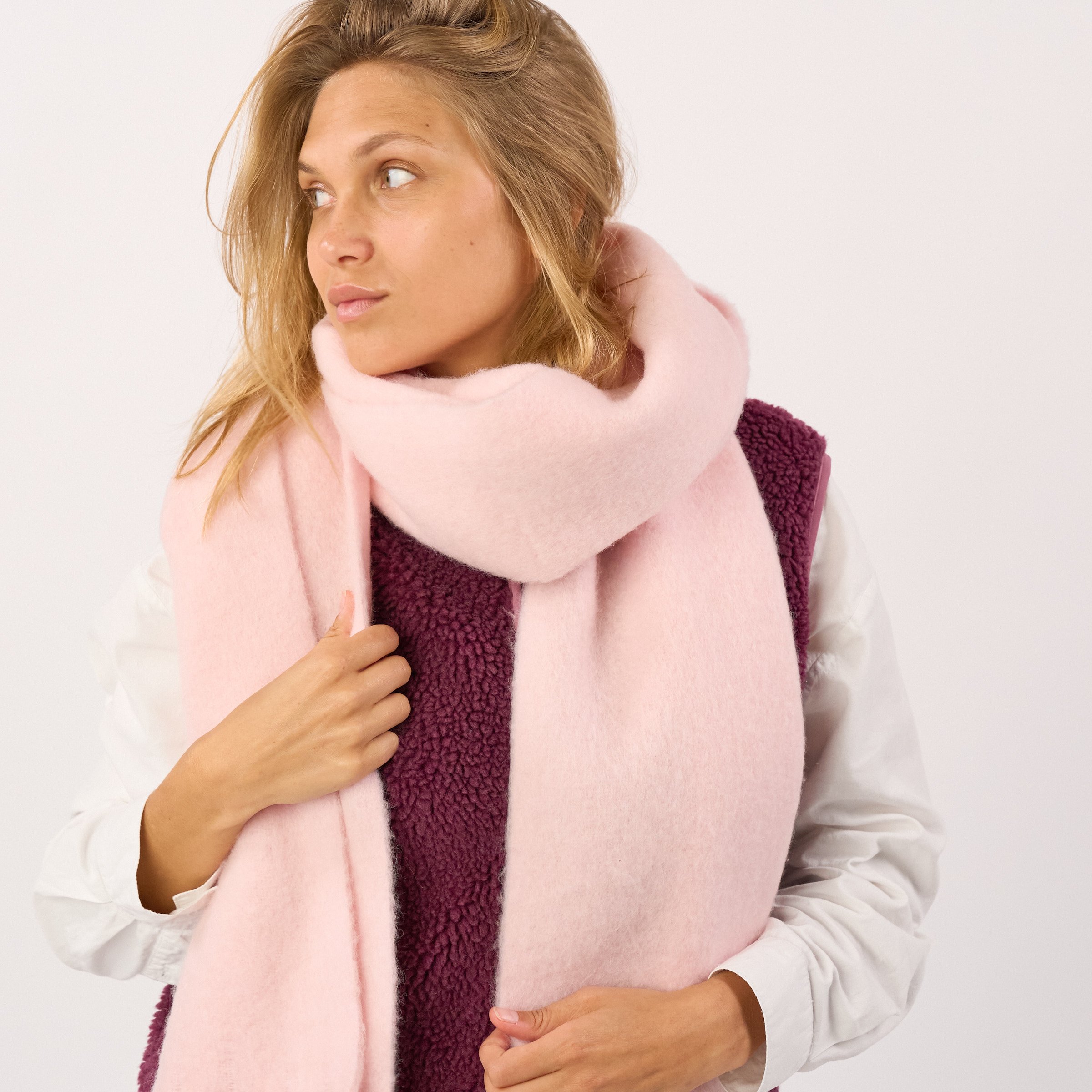 Wide wool scarf BILLYBELT Pink