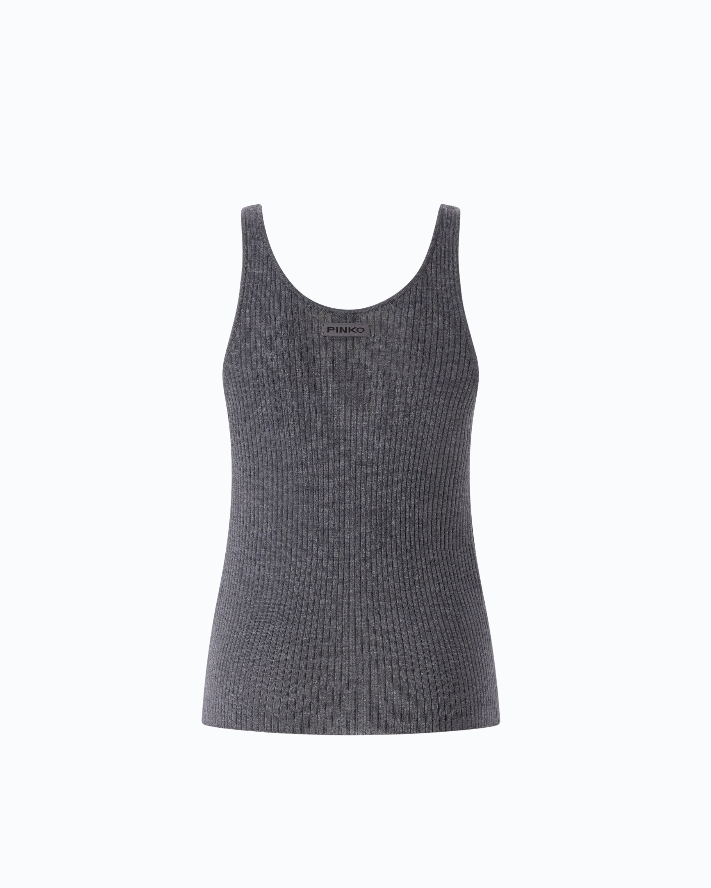 Ribbed merino wool tank top PINKO Grey