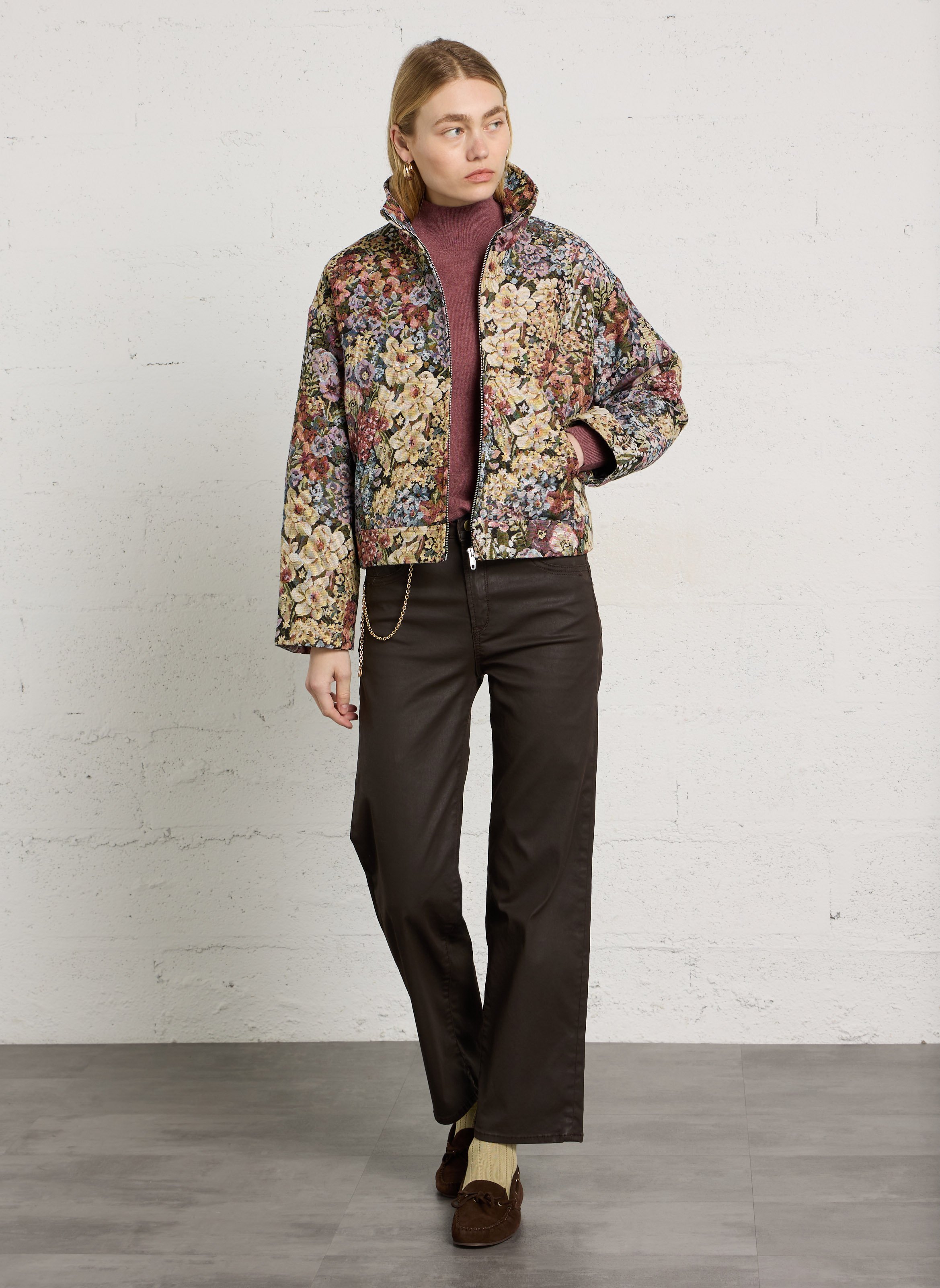 Cotton-blend straight jeans LE TEMPS DES CERISES Brown