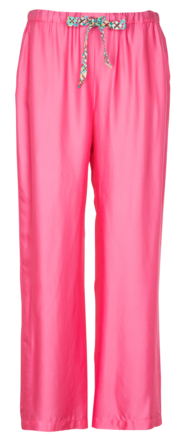 Plain fluid tie pants SACK S Pink