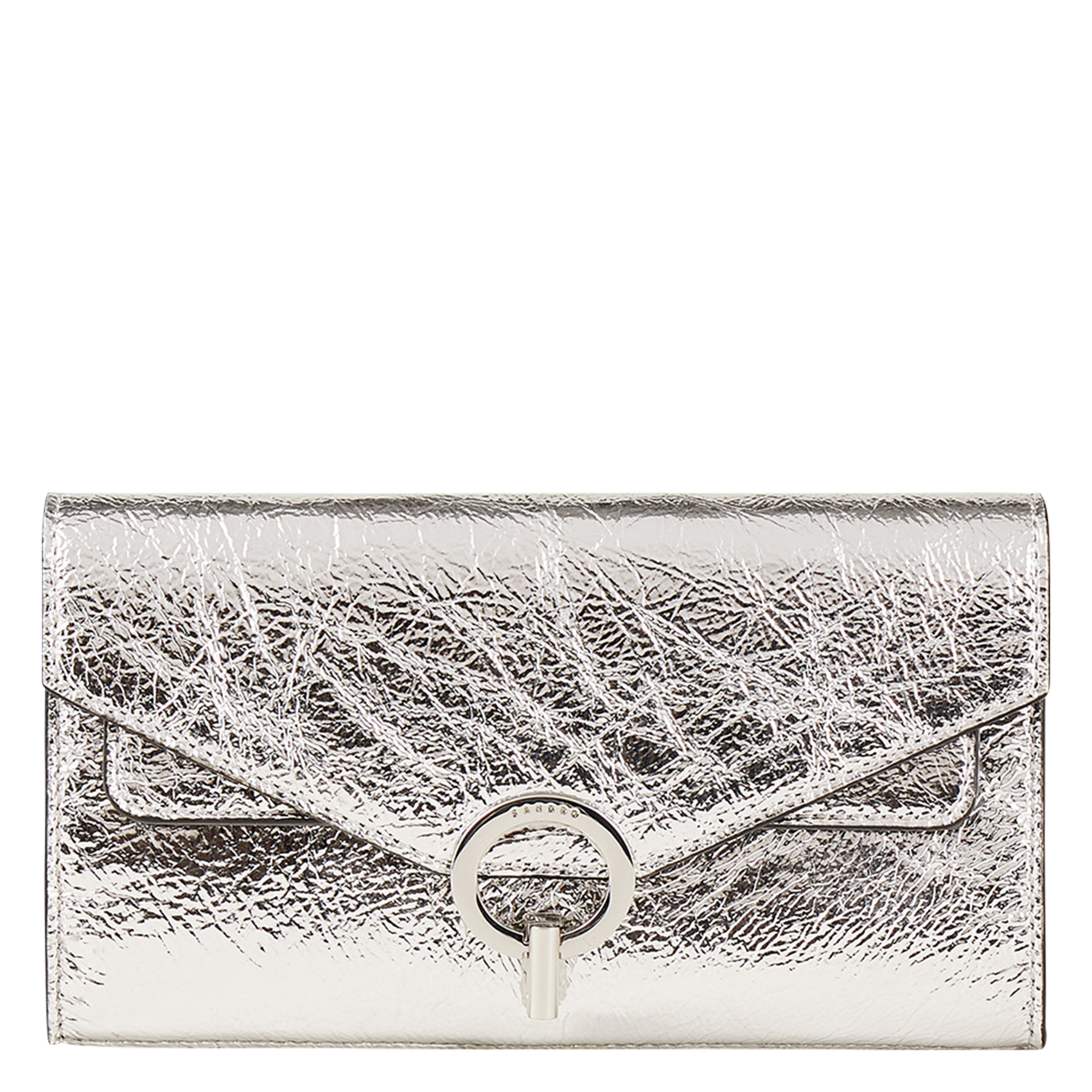 Leather shoulder bag SANDRO Silver