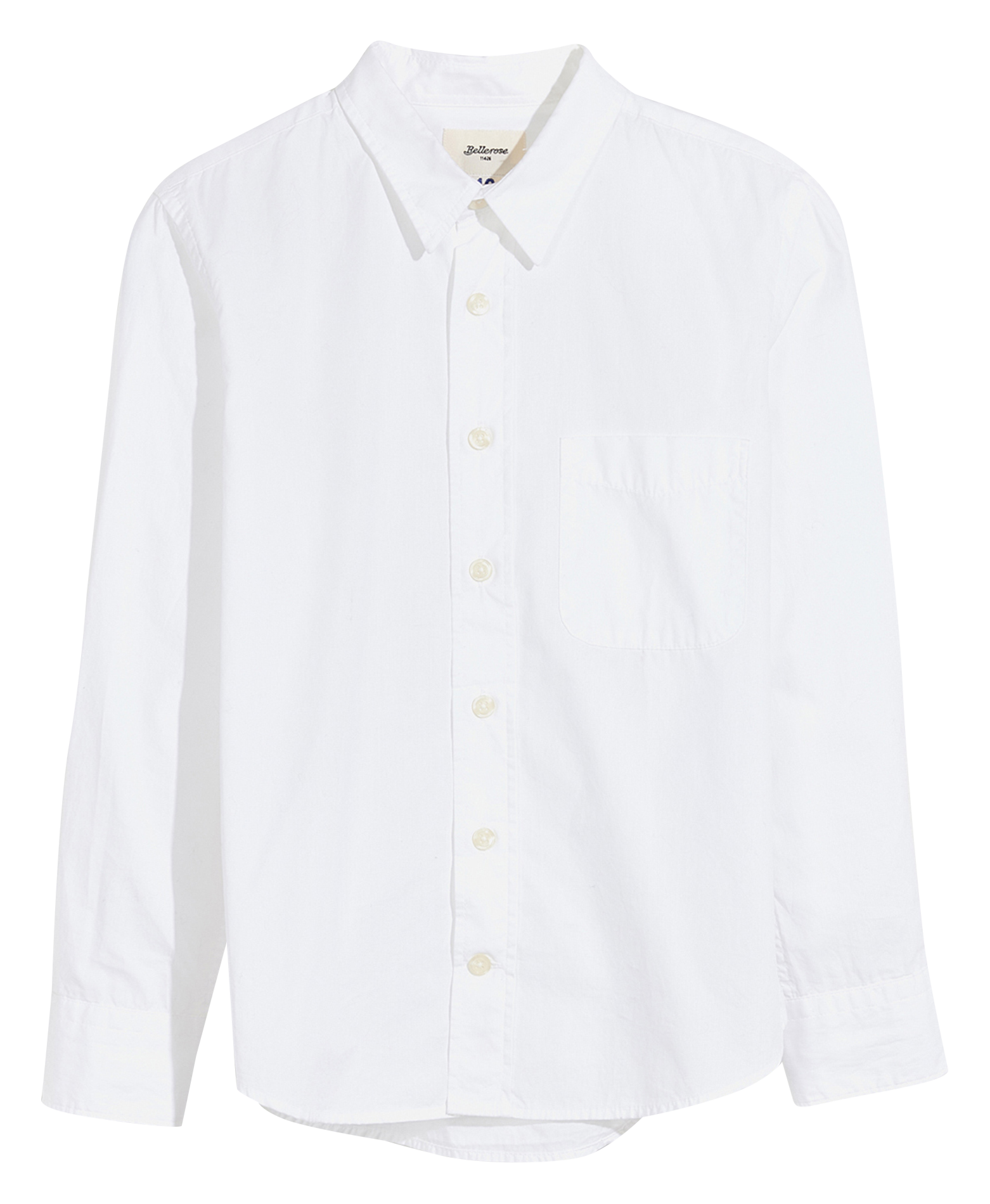 Straight-cut organic cotton shirt with classic collar BELLEROSE White