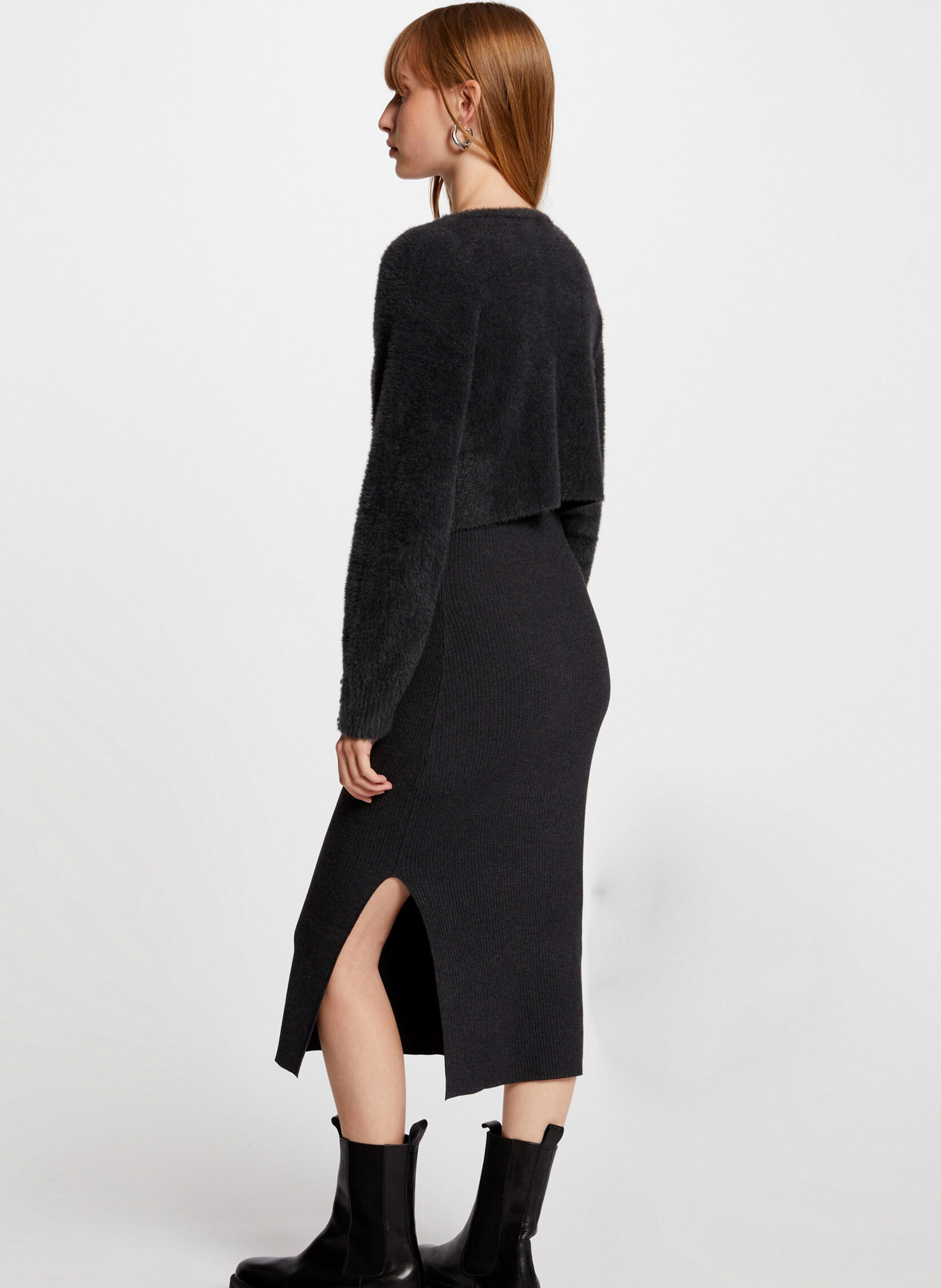 Halflange jurk met ronde hals MORGAN Grijs