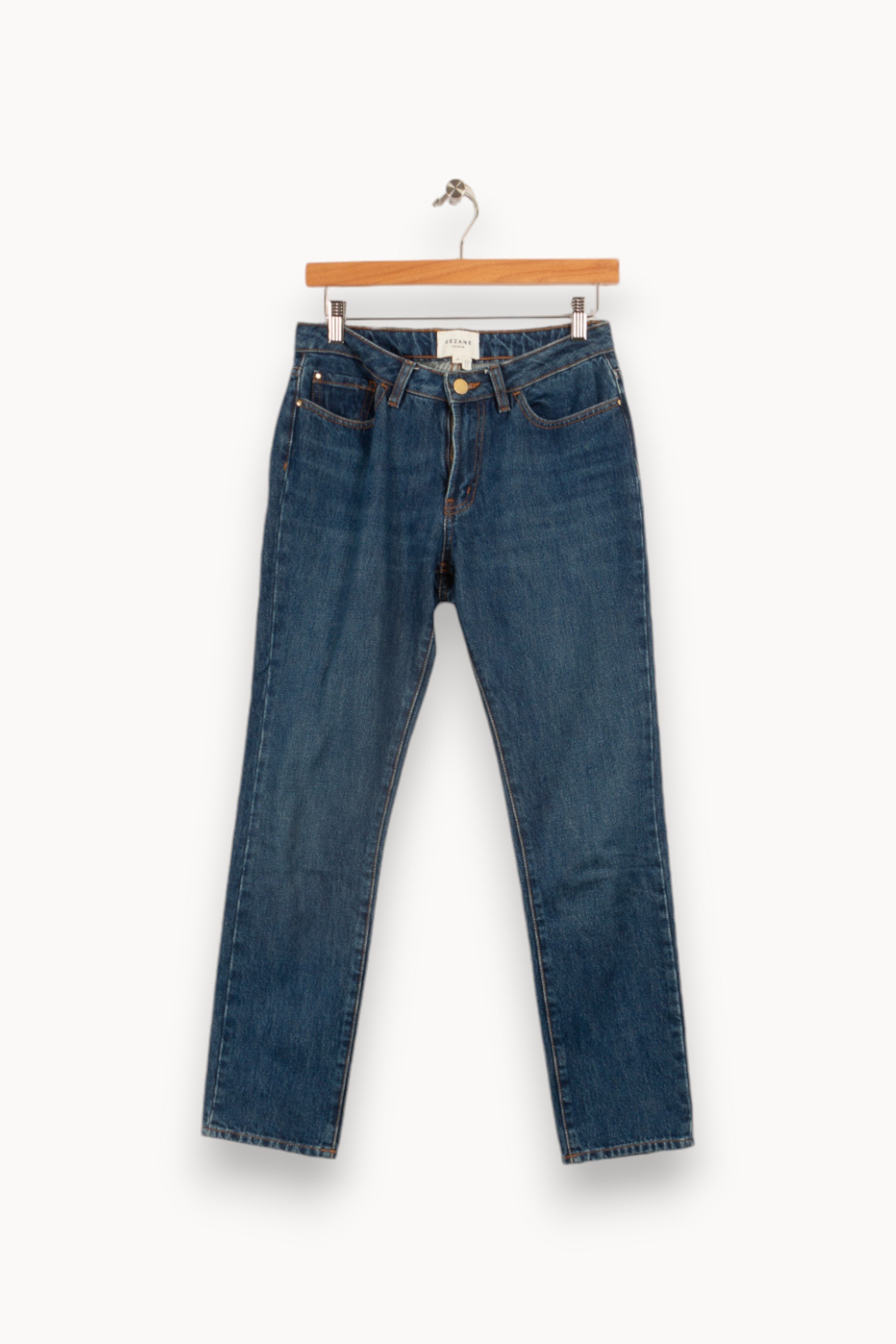 Cropped slim jeans with studs SEZANE - Seconde main Blue