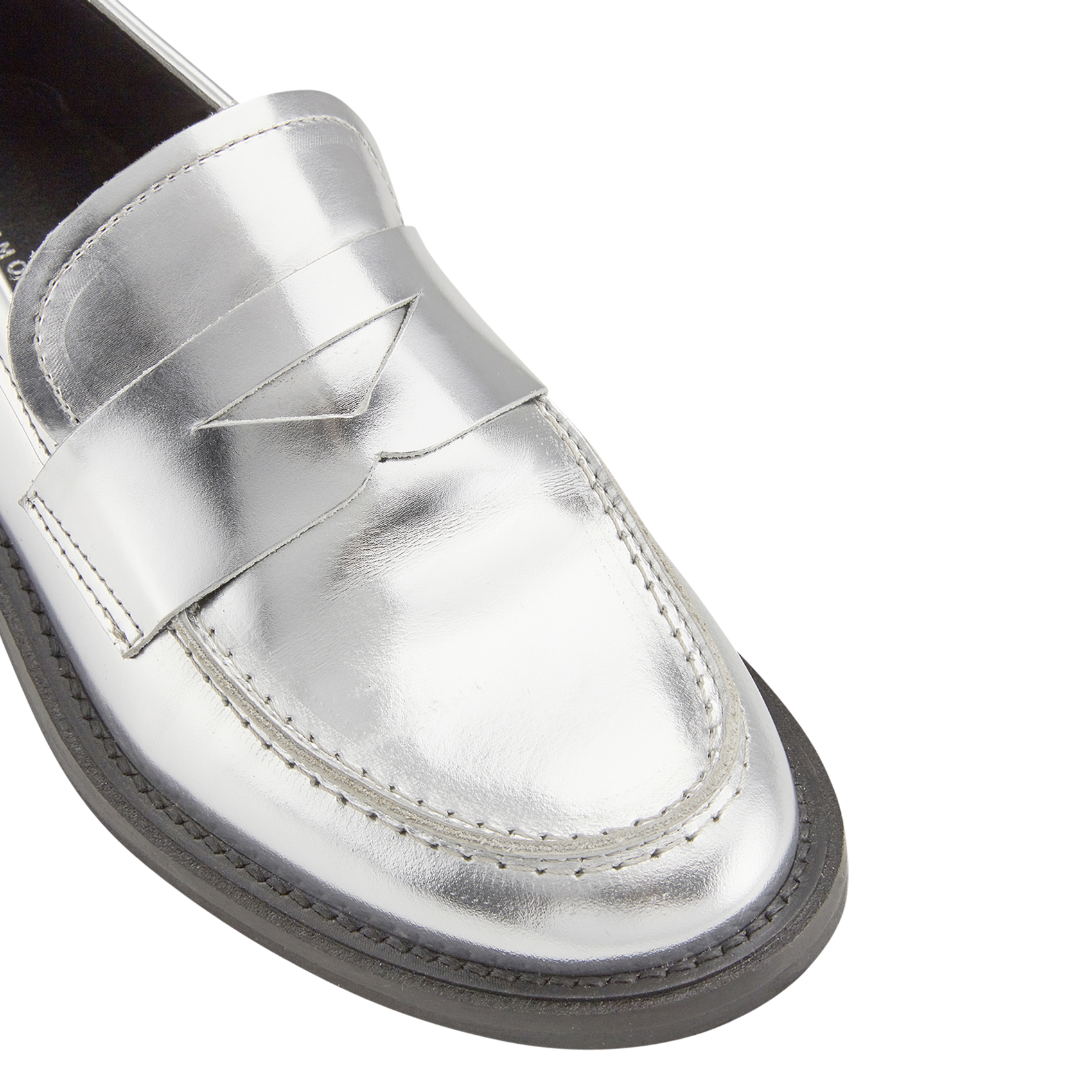 Metallic crackled leather loafers COSMOPARIS Silver