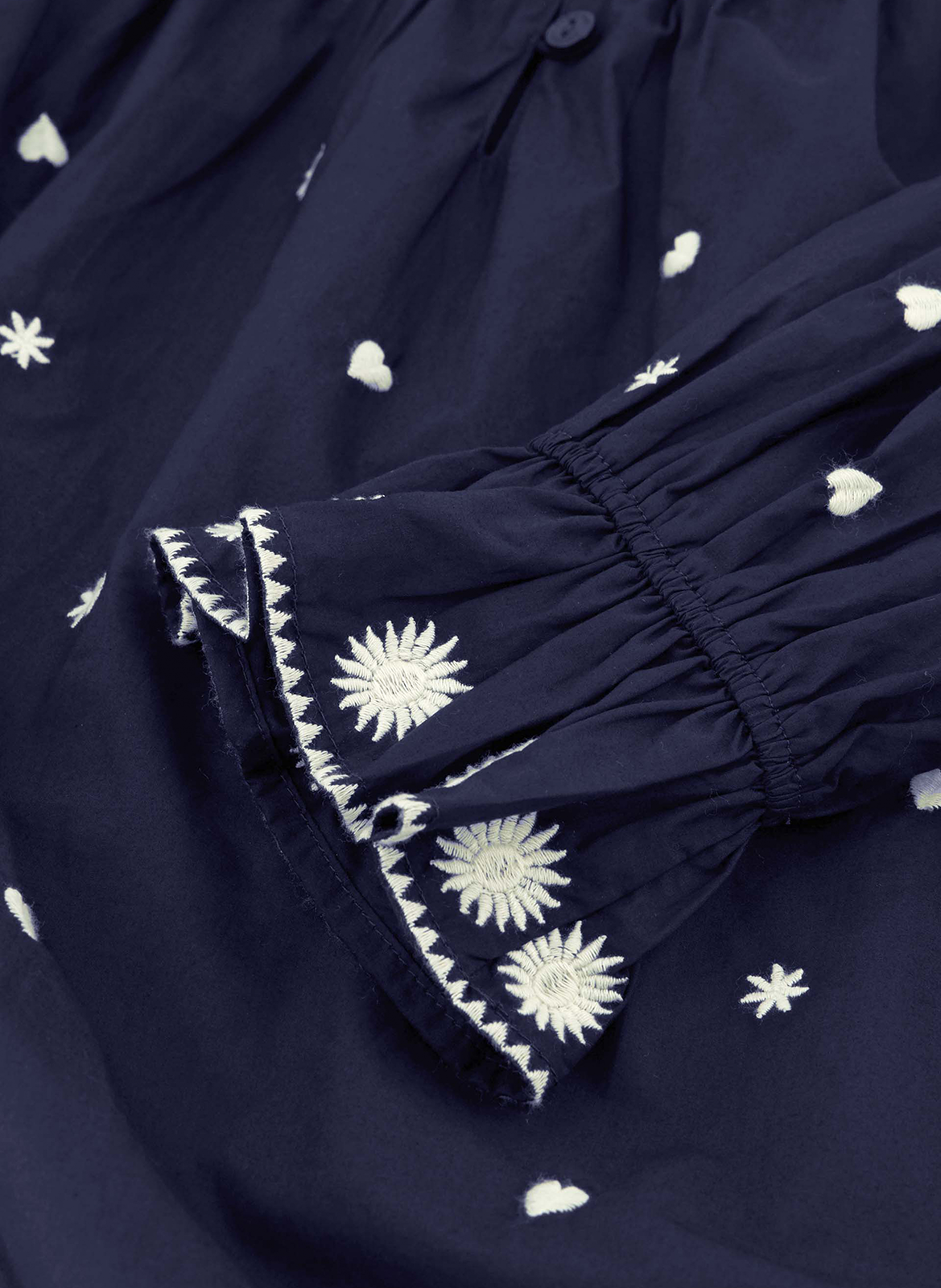 Ruim geborduurde top van biologisch katoen FABIENNE CHAPOT Blauw