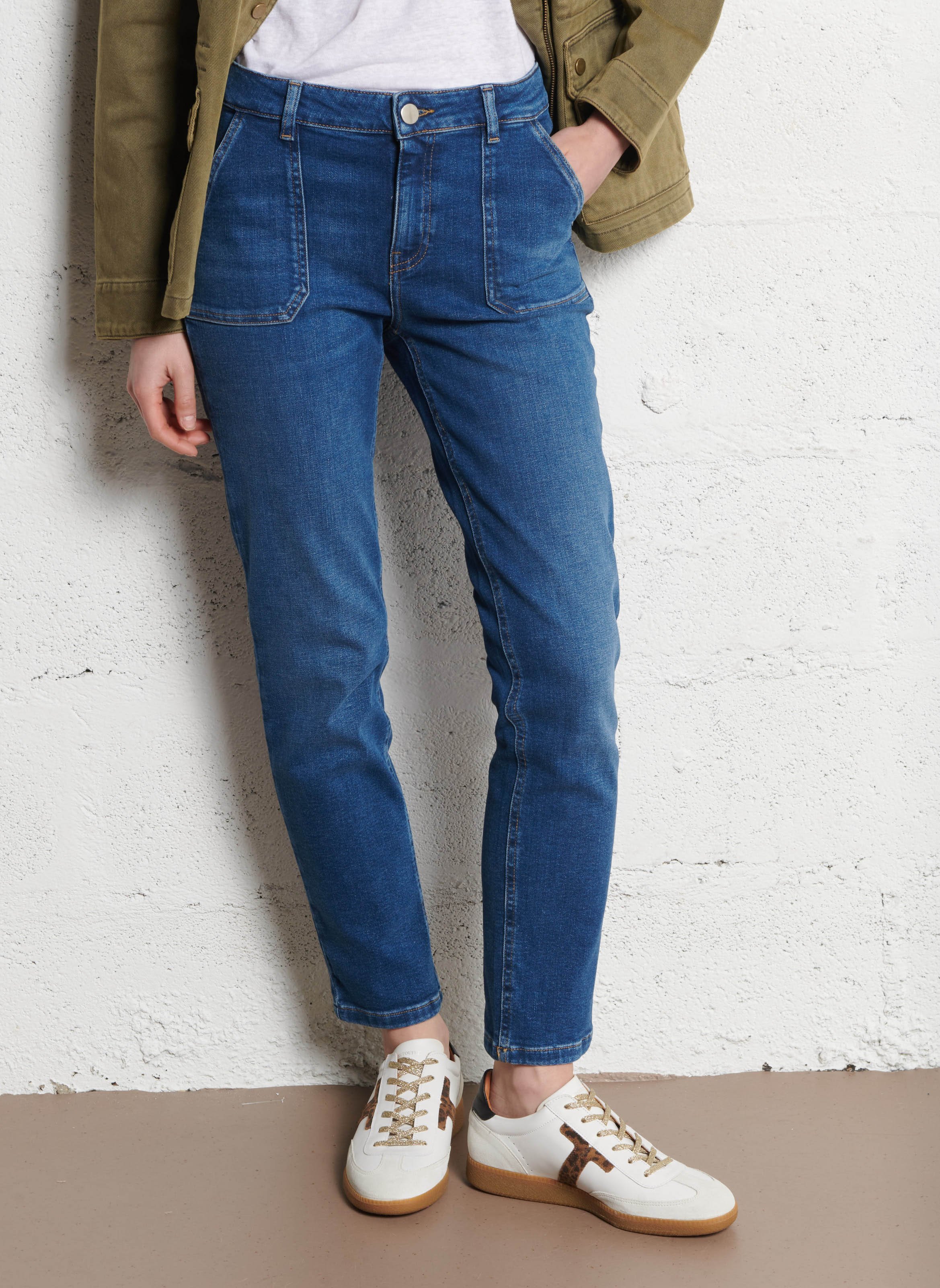 Recycled organic cotton straight-cut skirt MAISON 123 Blue