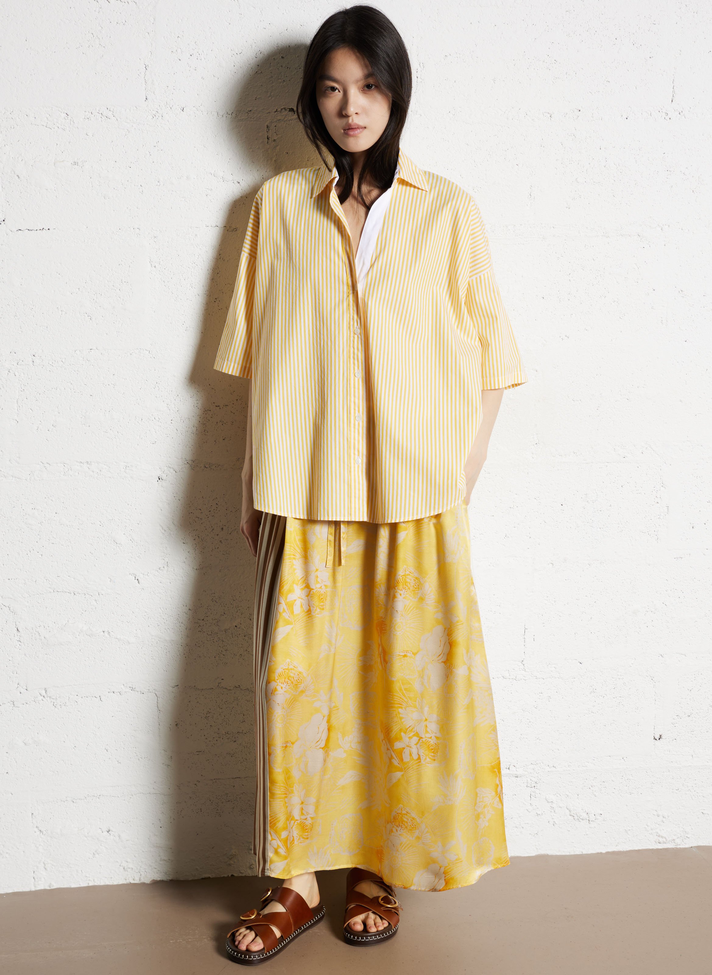 Chemise ample rayée manches courtes DIEGA Jaune