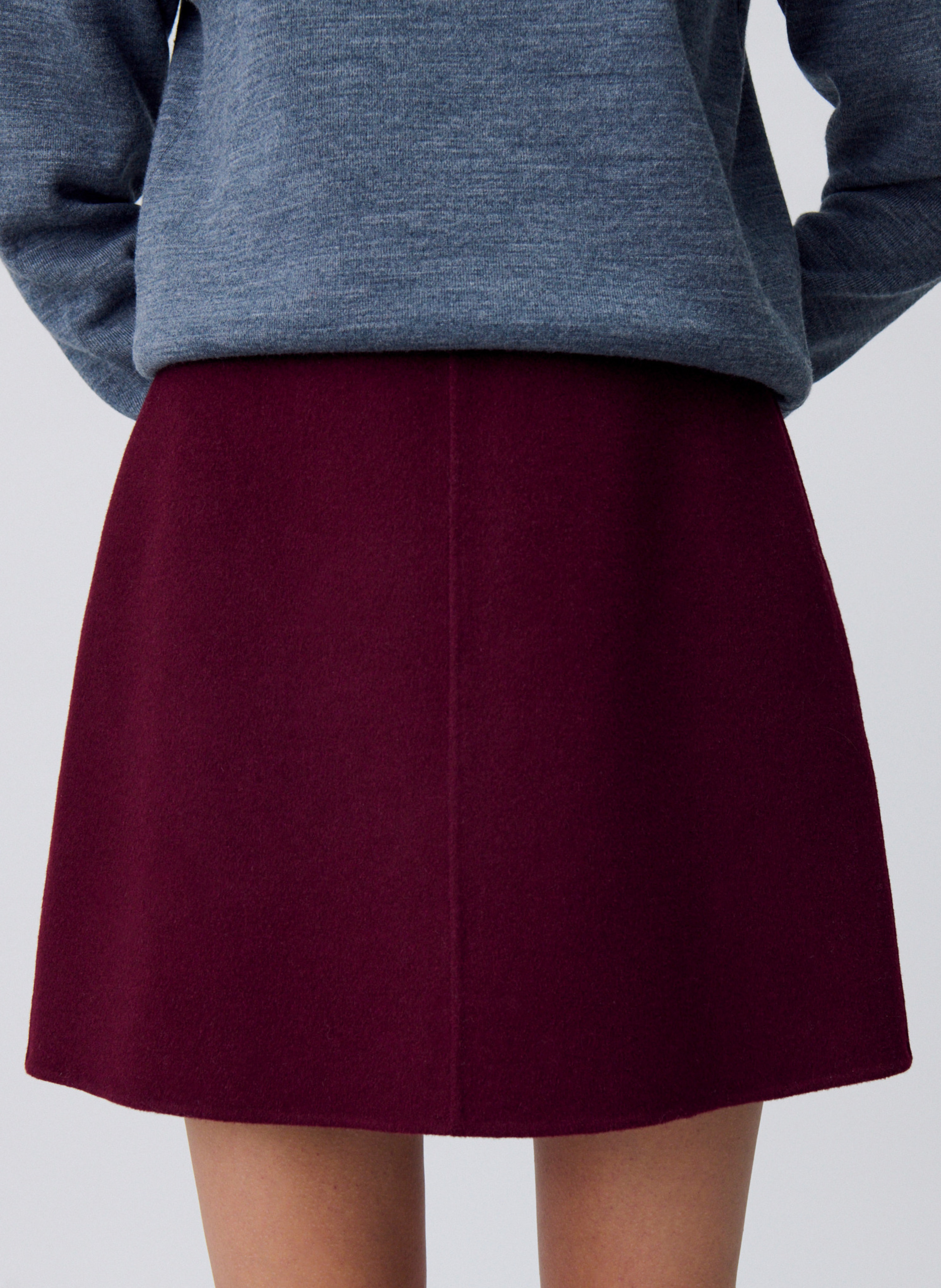 Jupe courte droite en laine double face CLAUDIE PIERLOT Rouge