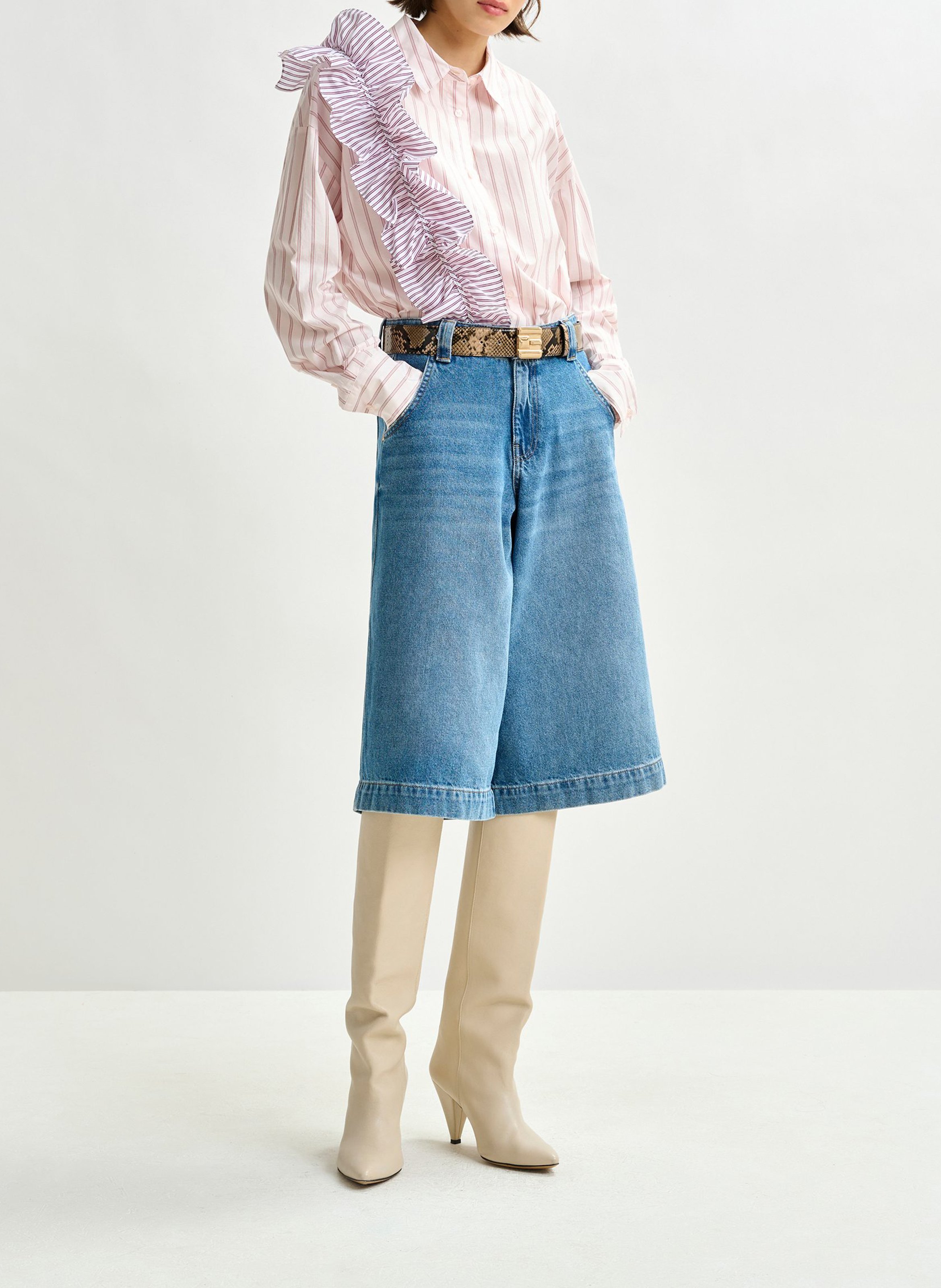 Chemise col classique manches contrastantes en coton ESSENTIEL ANTWERP White